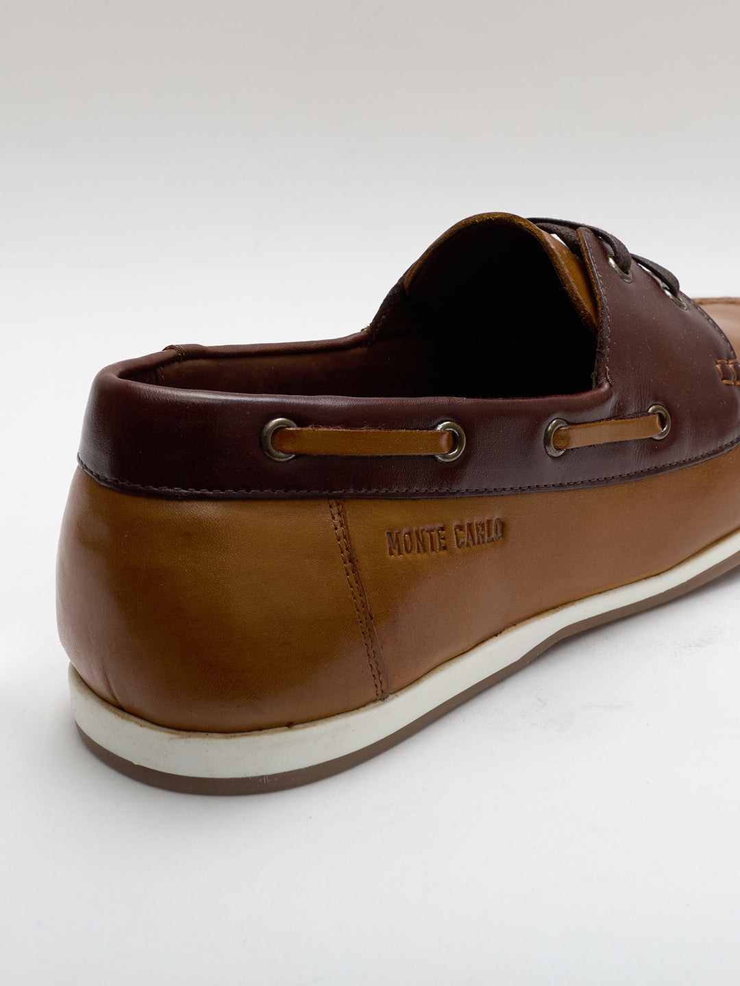 Monte Carlo Tan Lace Up Genuine Leather Boat Shoes for Men