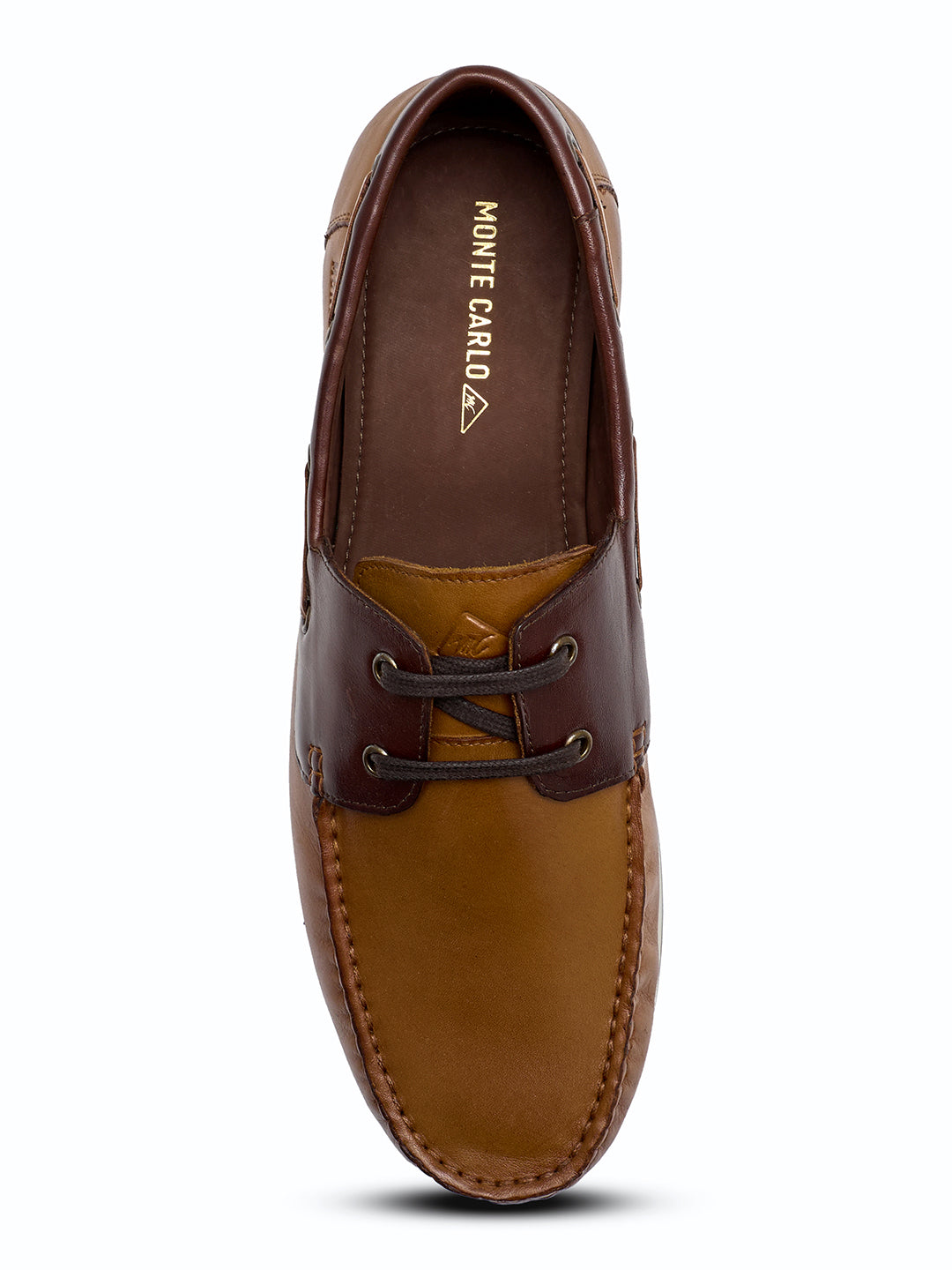 Monte Carlo Tan Lace Up Genuine Leather Boat Shoes for Men