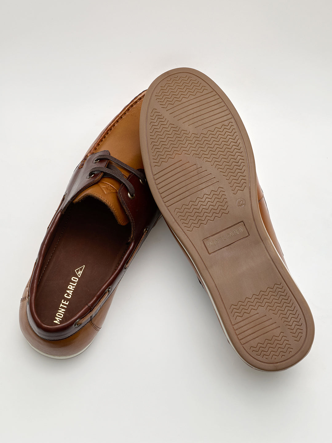 Monte Carlo Tan Lace Up Genuine Leather Boat Shoes for Men
