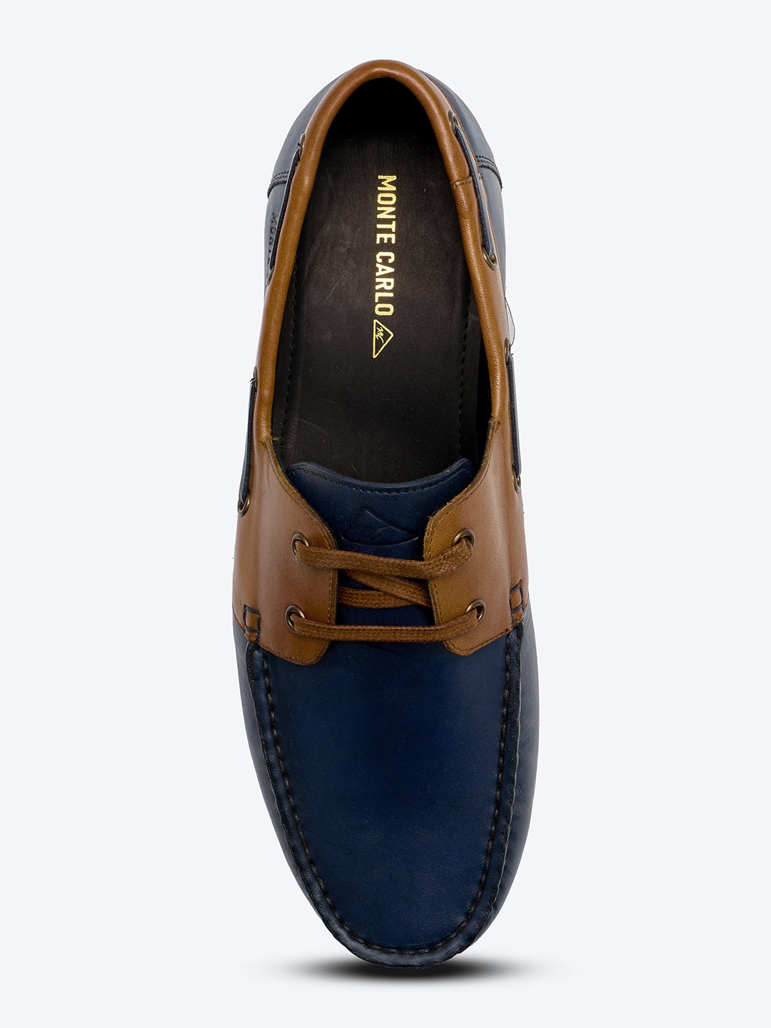 Monte Carlo Navy Blue Lace Up Genuine Leather Boat Shoes for Men