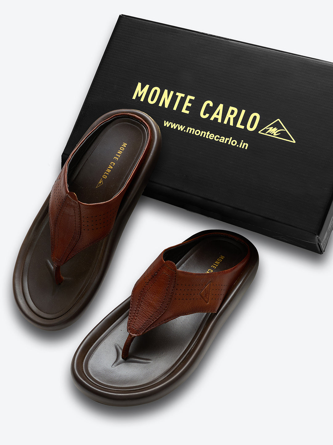 Monte Carlo Tan Slip on Genuine Leather Comfort Sandals for Men