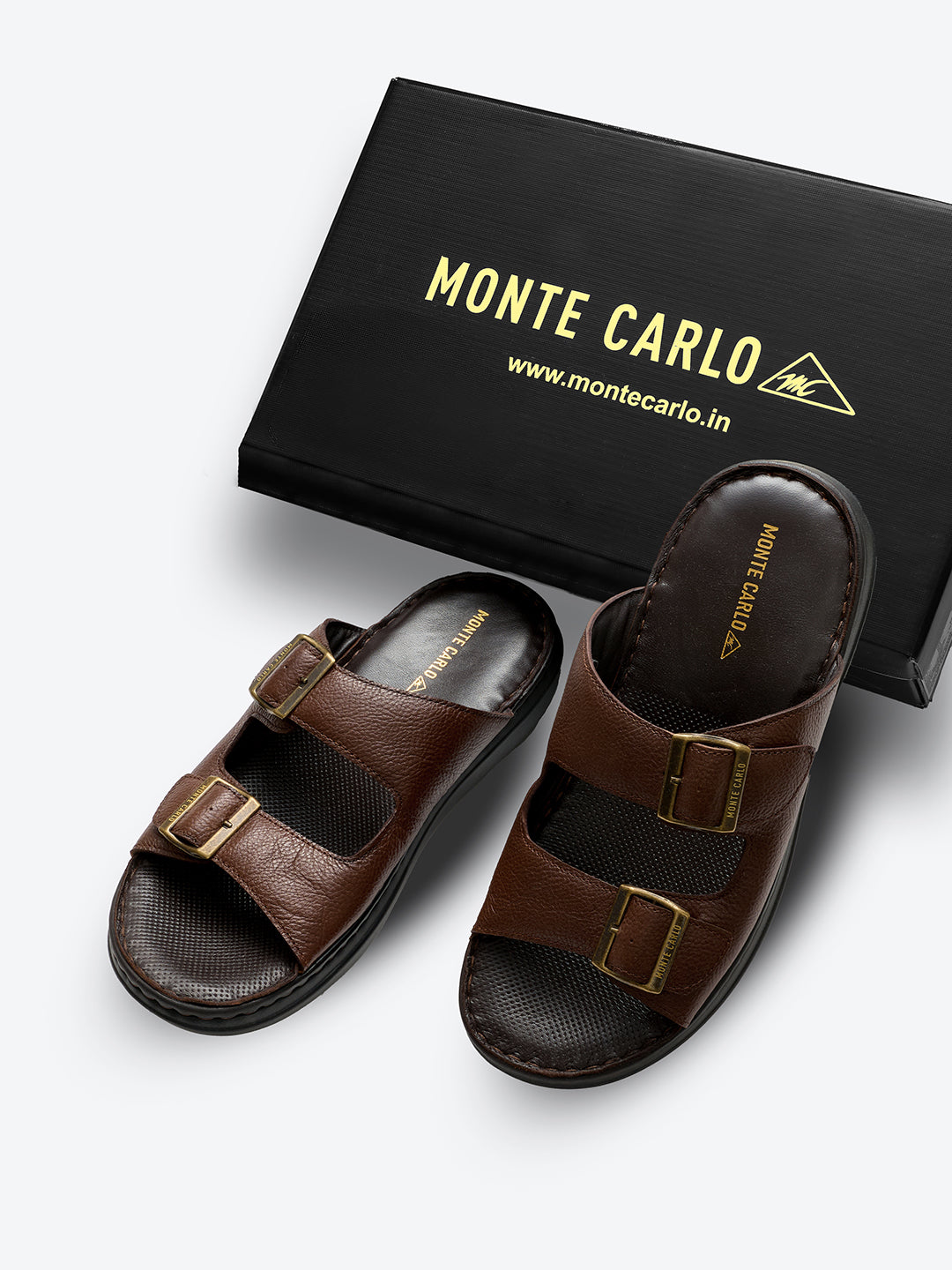 Monte Carlo Tan Slip on Genuine Leather Comfort Sandals for Men