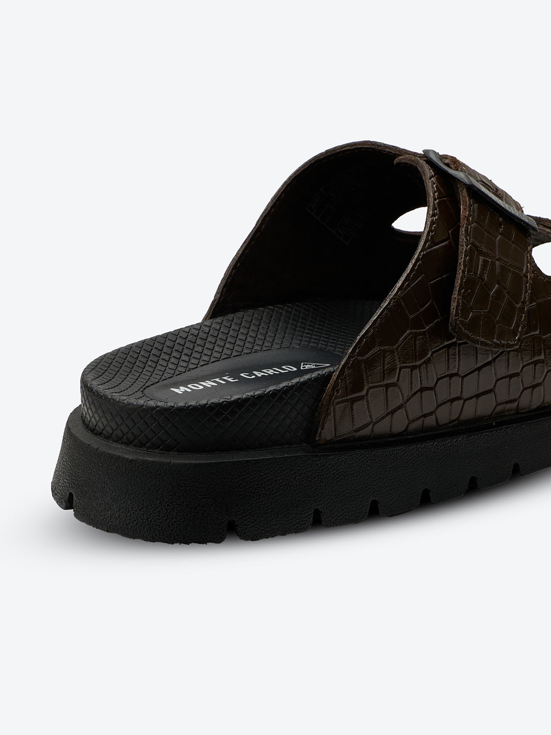 Monte Carlo Men's Croc-Textured Double-Strap Slide Sandals Adjustable Buckle Comfort Footwear