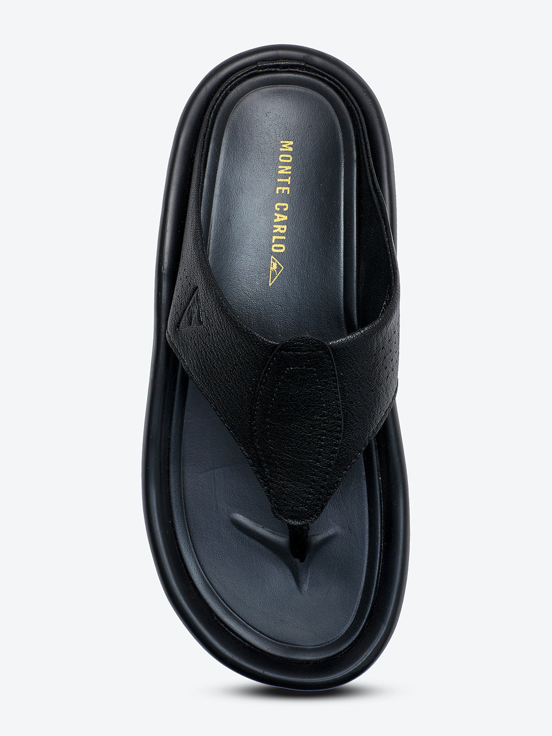 Monte Carlo Black Slip on Genuine Leather Comfort Sandals for Men