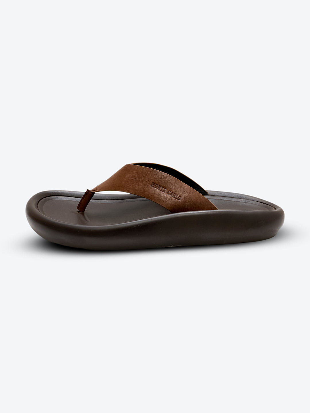 Monte Carlo Brown Slip on Genuine Leather Comfort Sandals for Men