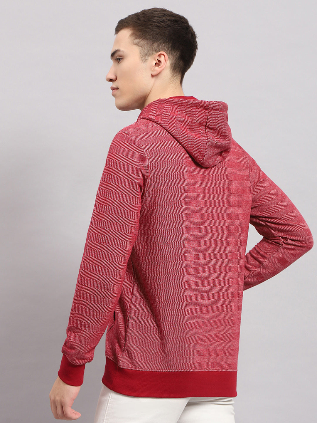 Men Maroon Printed Hooded Full Sleeve T-Shirt