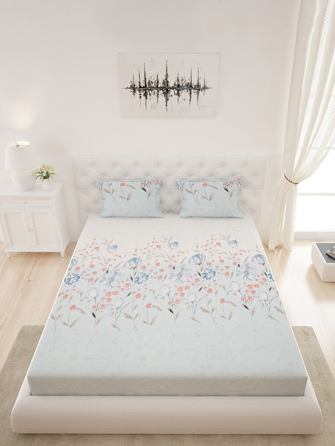 210 TC Cotton King Bedsheet with 2 Pillow Covers