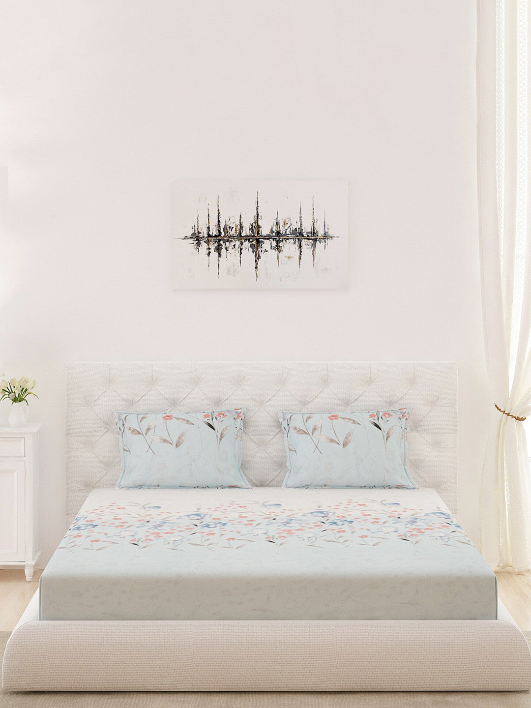210 TC Cotton King Bedsheet with 2 Pillow Covers