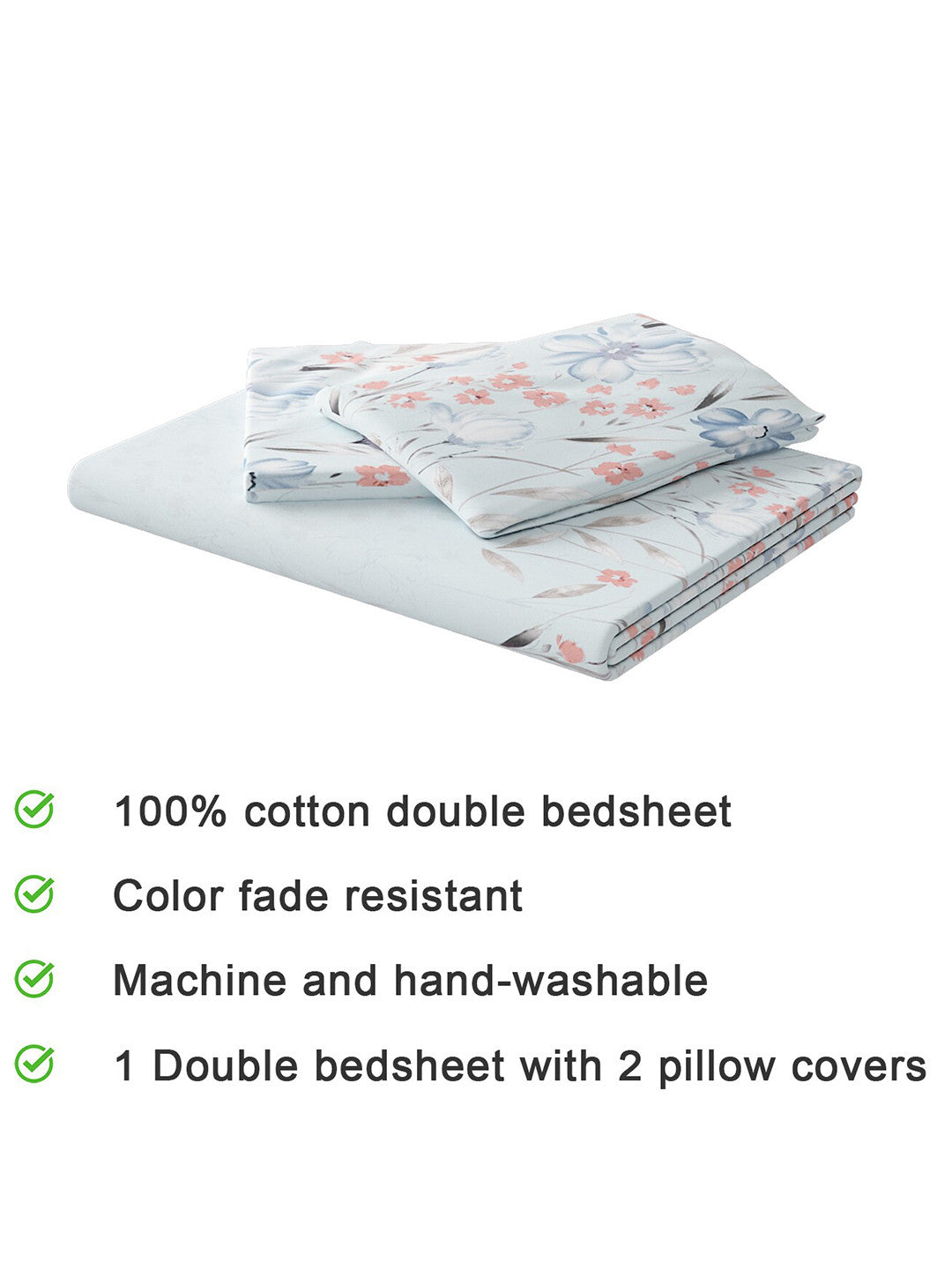 210 TC Cotton King Bedsheet with 2 Pillow Covers