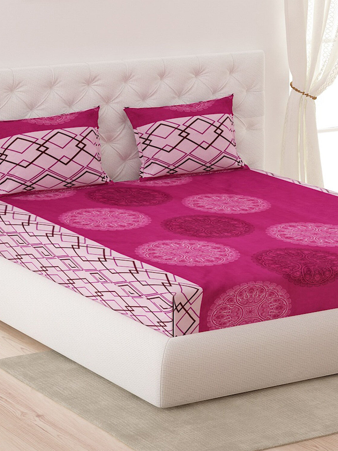 120 GSM Microfibre Double Bedsheet with 2 Pillow Covers