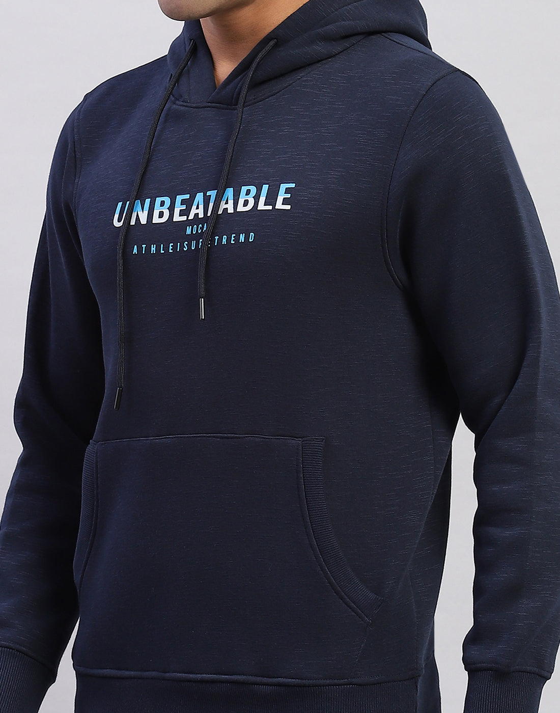 Men Navy Blue Solid Hooded Full Sleeve Sweatshirt