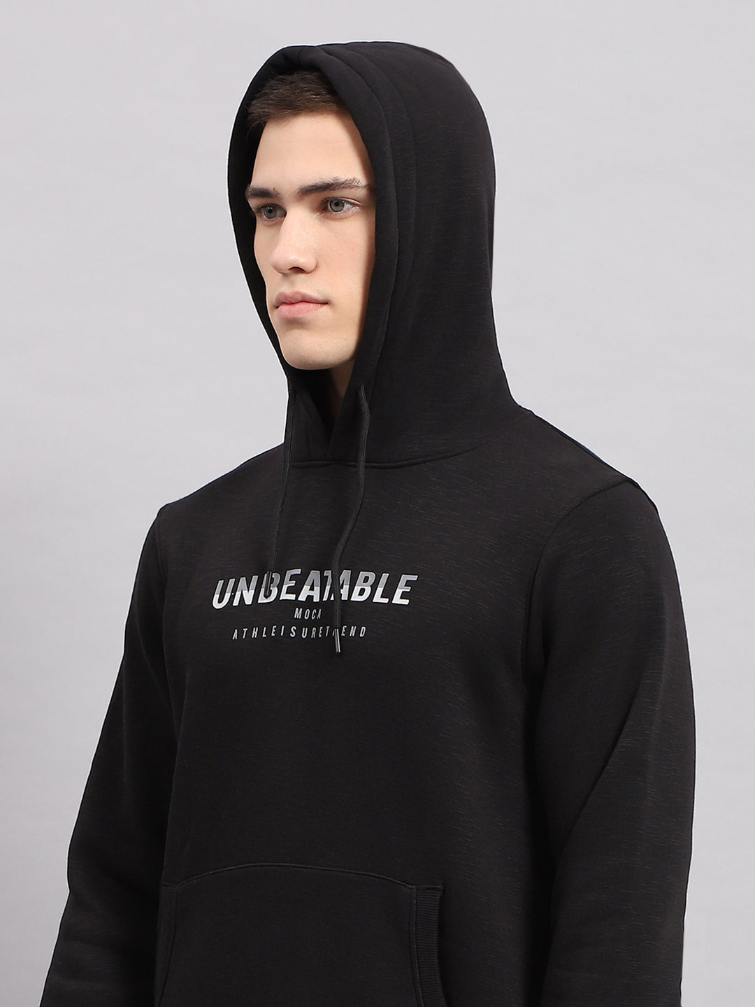 Men Black Printed Hooded Full Sleeve Sweatshirt