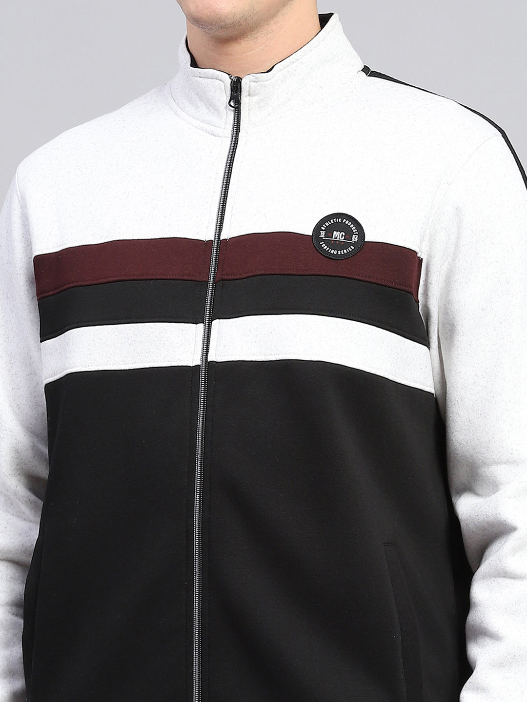 Men Black Solid Mock Neck Full Sleeve Sweatshirt