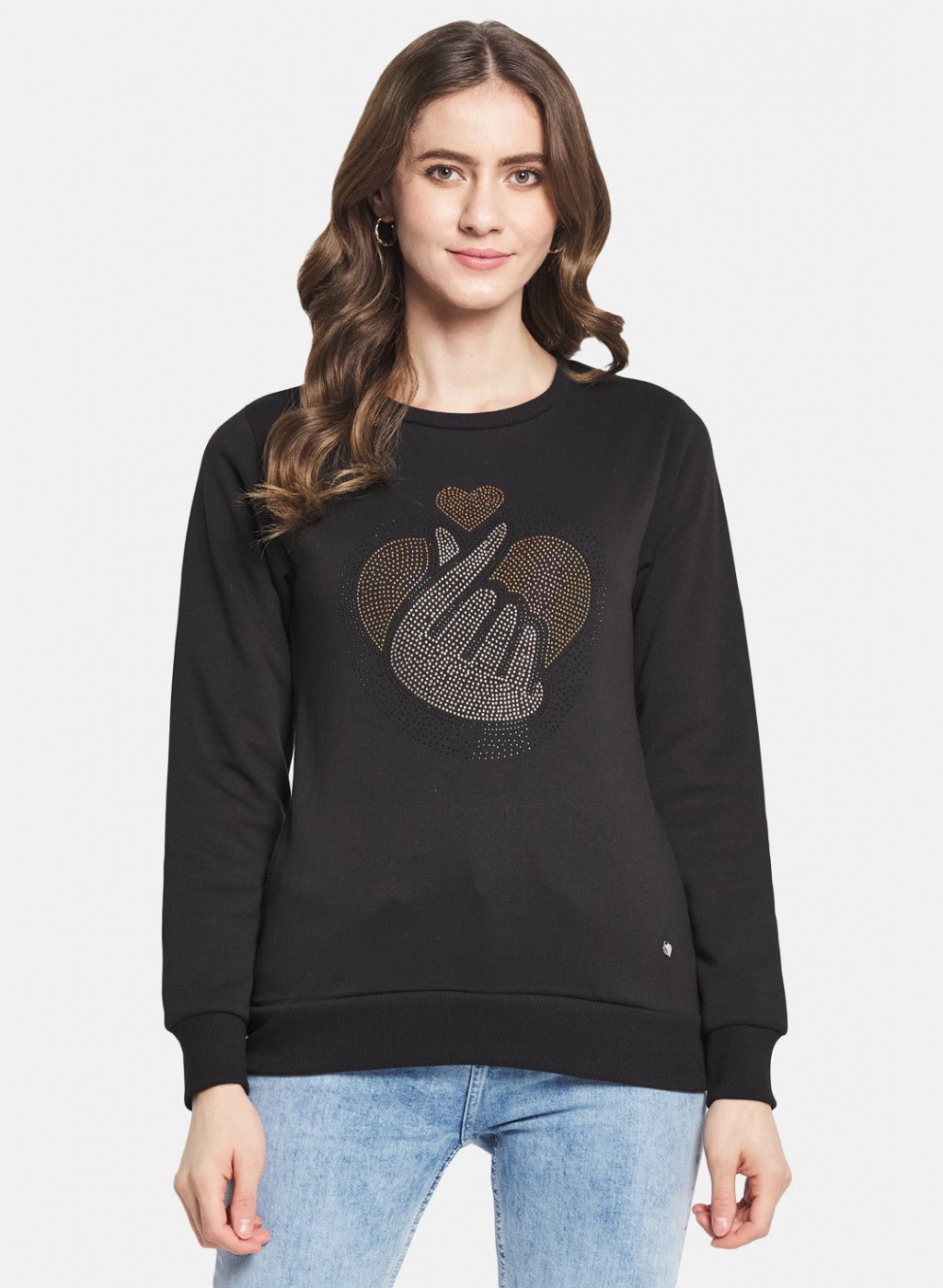 Women Black Printed Sweatshirt
