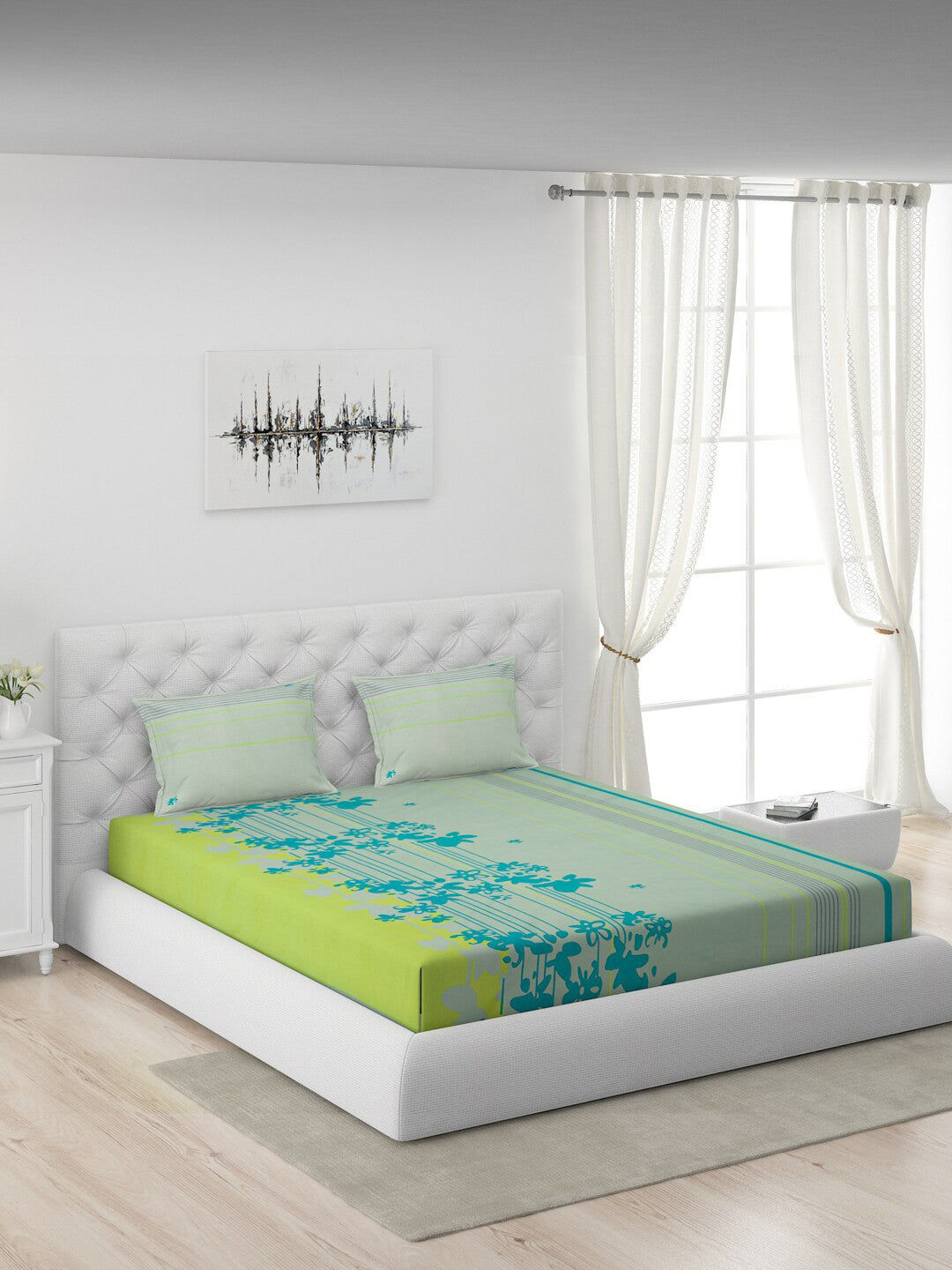 120 GSM Polyester Queen Bed 1 Bedsheet with 2 Pillow Covers (Dazzle)