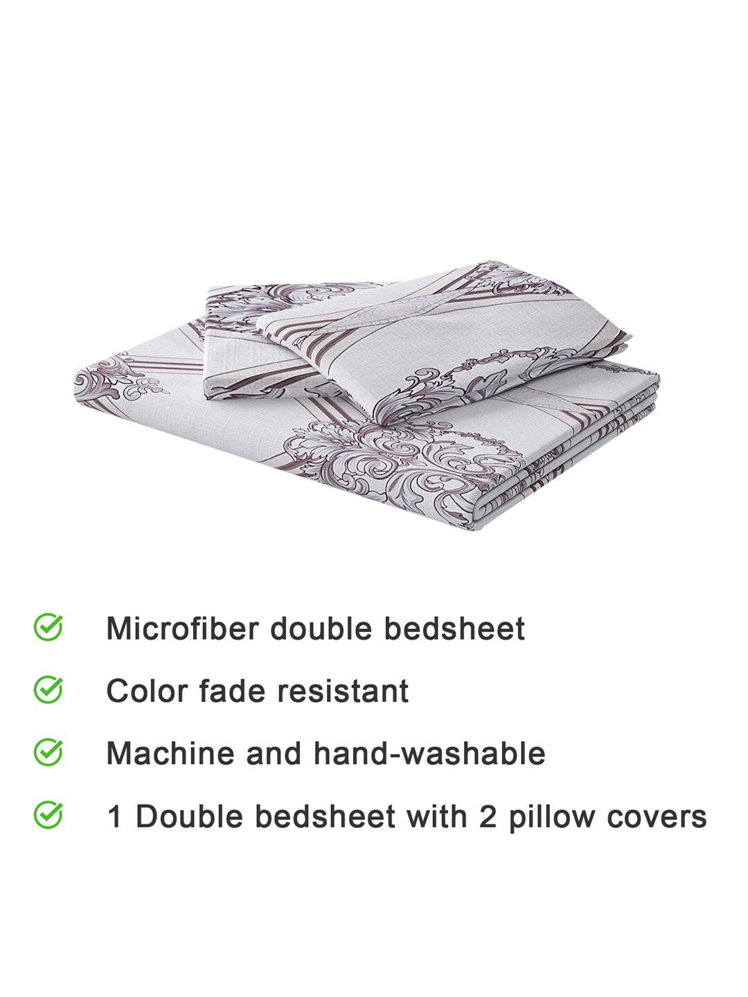 120 GSM Polyester Queen Bed 1 Bedsheet with 2 Pillow Covers (Dazzle)