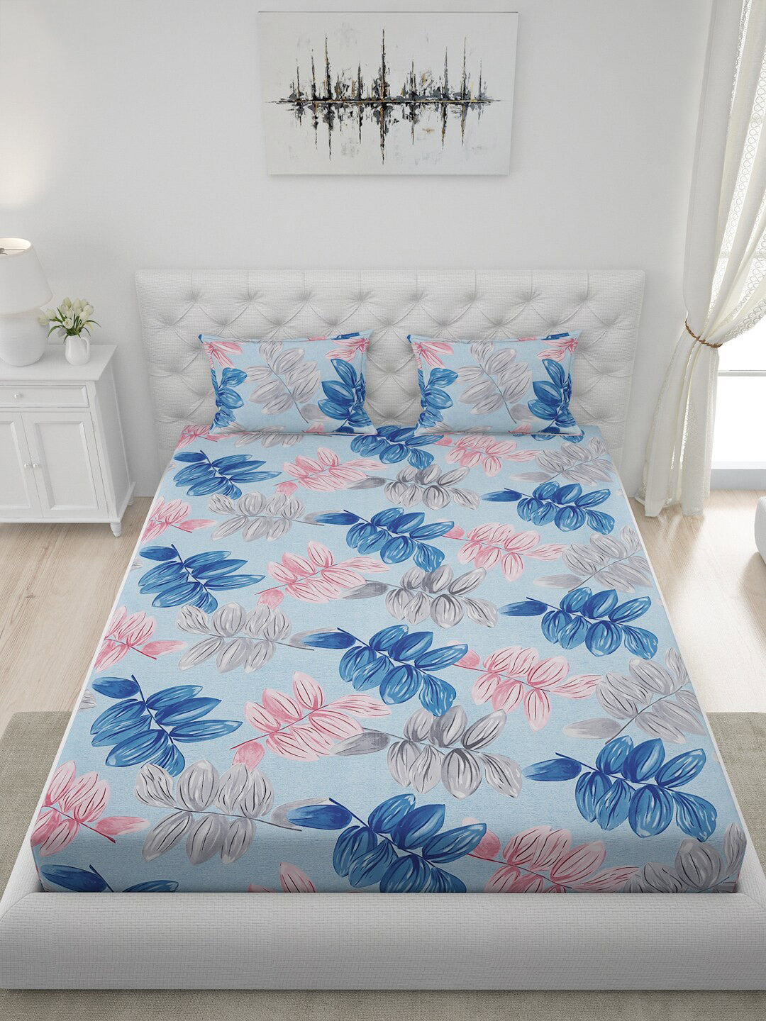 120 GSM Polyester Queen Bed 1 Bedsheet with 2 Pillow Covers (Dazzle)