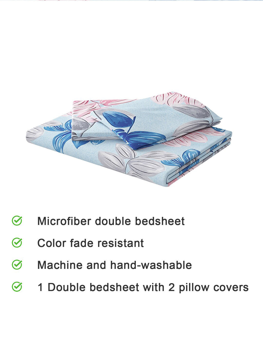 120 GSM Polyester Queen Bed 1 Bedsheet with 2 Pillow Covers (Dazzle)
