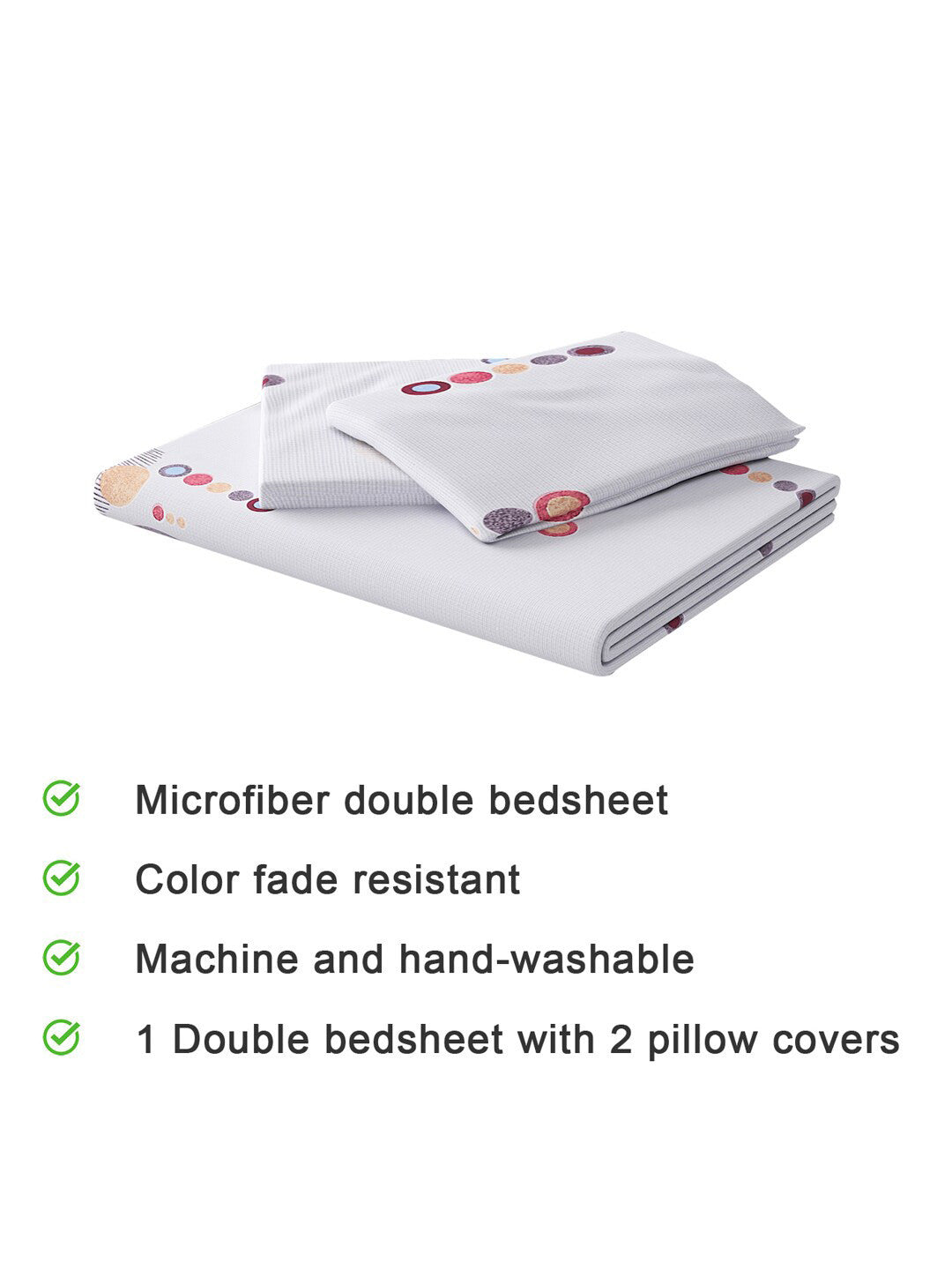 120 GSM Polyester Queen Bed 1 Bedsheet with 2 Pillow Covers (Dazzle)