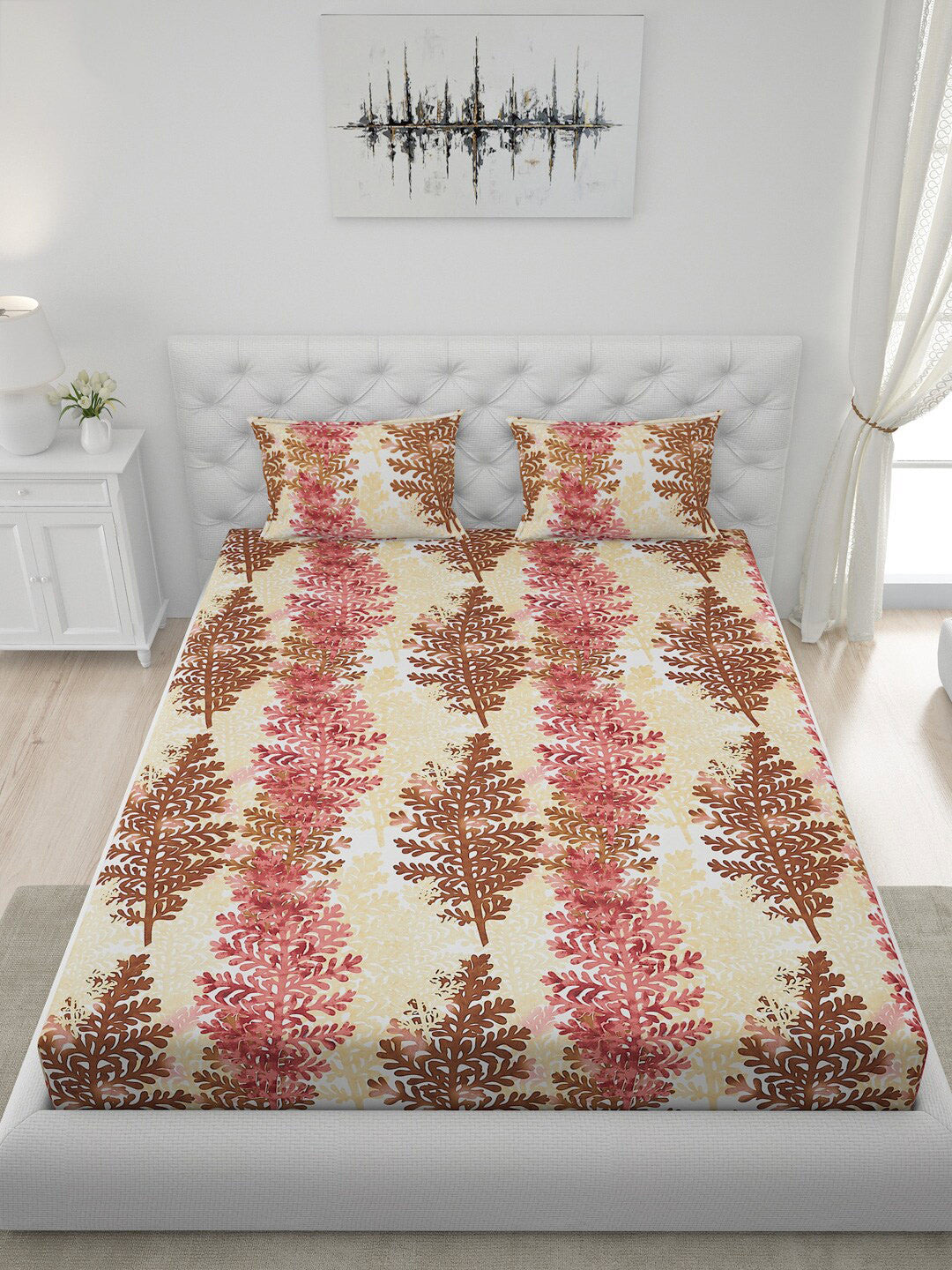 120 GSM Polyester Queen Bed 1 Bedsheet with 2 Pillow Covers (Dazzle)