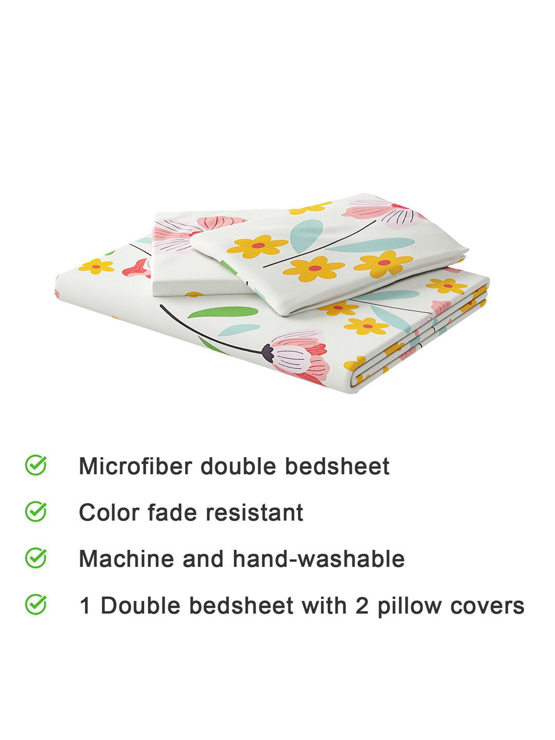 120 GSM Polyester Queen Bed 1 Bedsheet with 2 Pillow Covers (Dazzle)