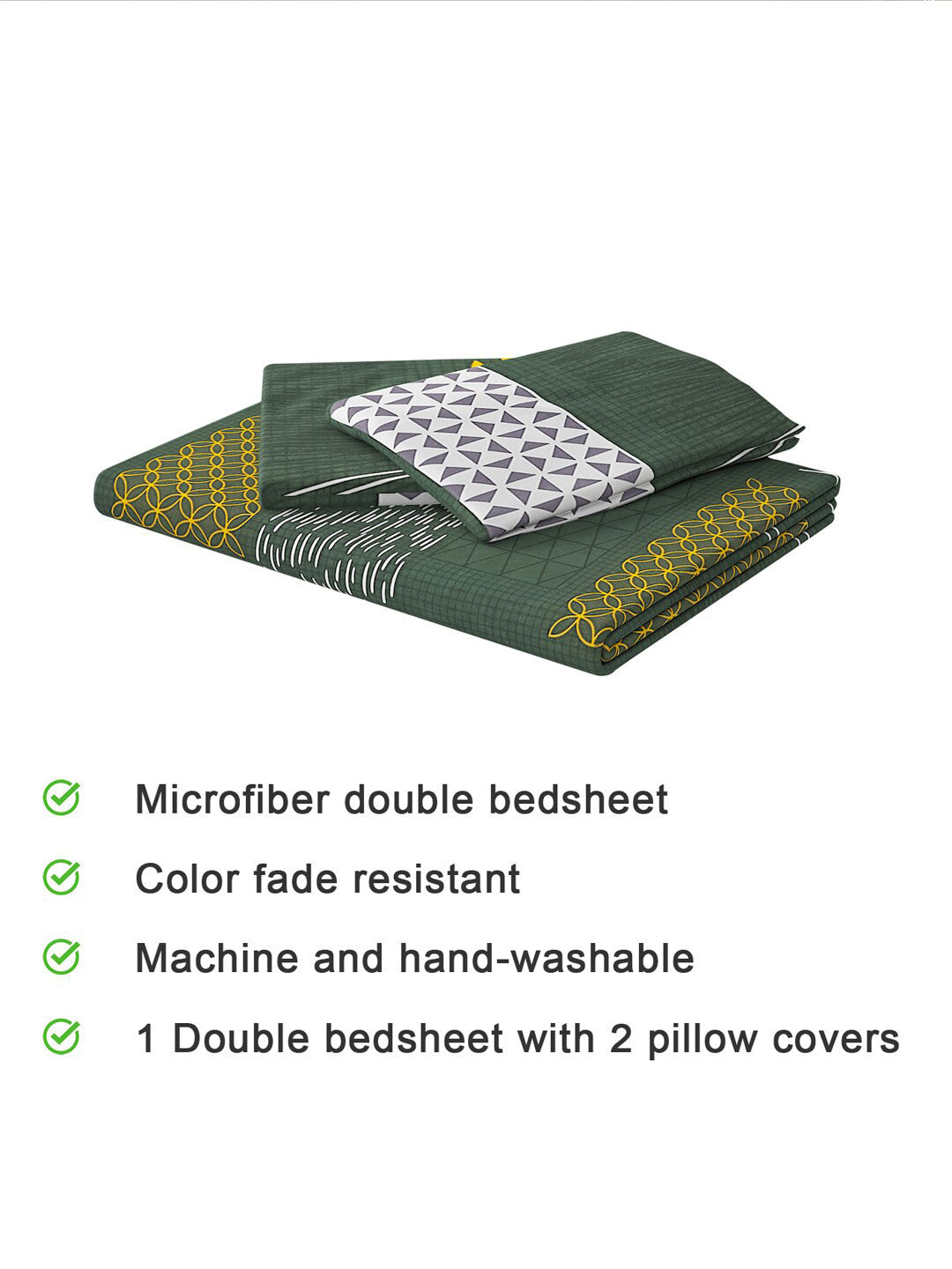 120 GSM Polyester Queen Bed 1 Bedsheet with 2 Pillow Covers (Dazzle)