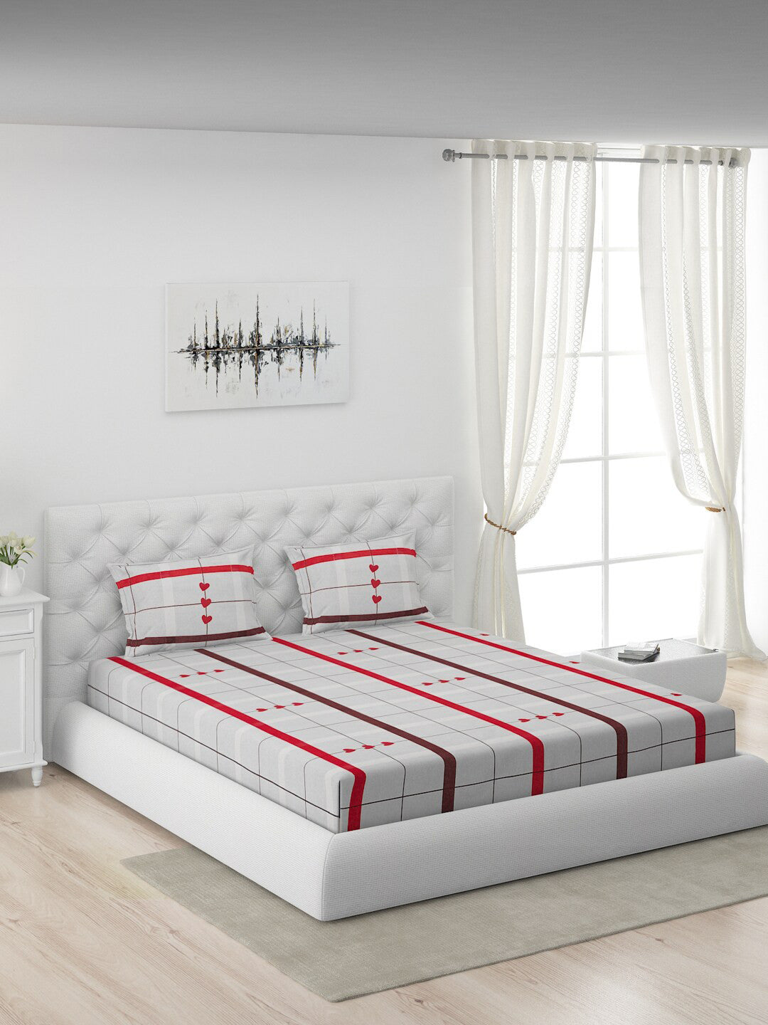 120 GSM Polyester Queen Bed 1 Bedsheet with 2 Pillow Covers (Dazzle)