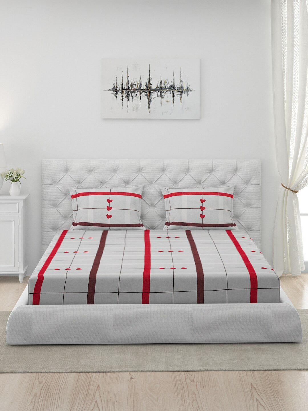 120 GSM Polyester Queen Bed 1 Bedsheet with 2 Pillow Covers (Dazzle)