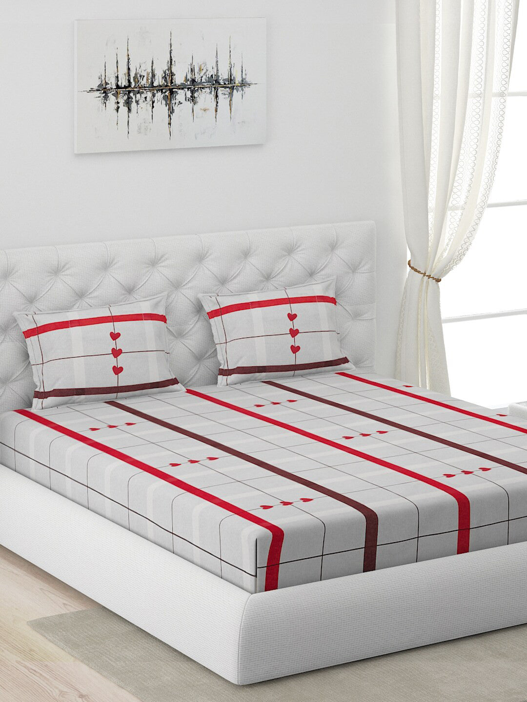 120 GSM Polyester Queen Bed 1 Bedsheet with 2 Pillow Covers (Dazzle)