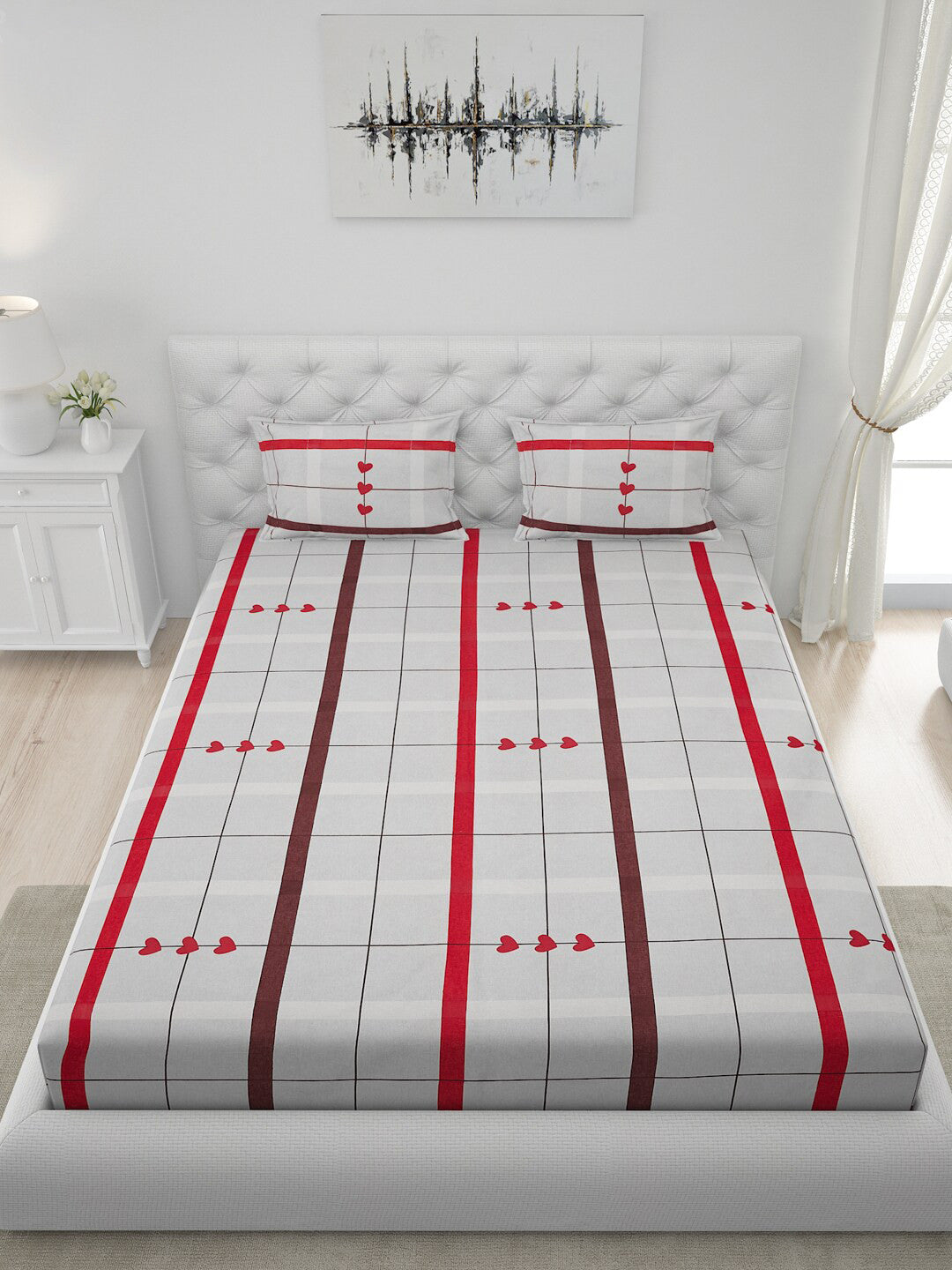 120 GSM Polyester Queen Bed 1 Bedsheet with 2 Pillow Covers (Dazzle)