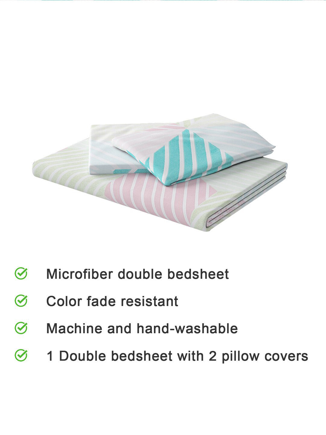 120 GSM Polyester Queen Bed 1 Bedsheet with 2 Pillow Covers (Dazzle)