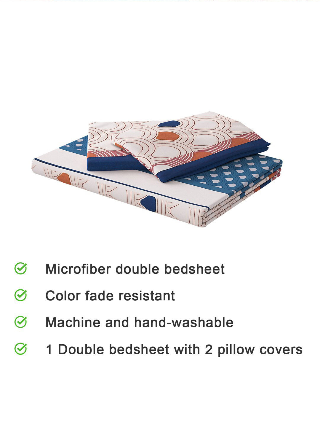 120 GSM Polyester Queen Bed 1 Bedsheet with 2 Pillow Covers (Dazzle)