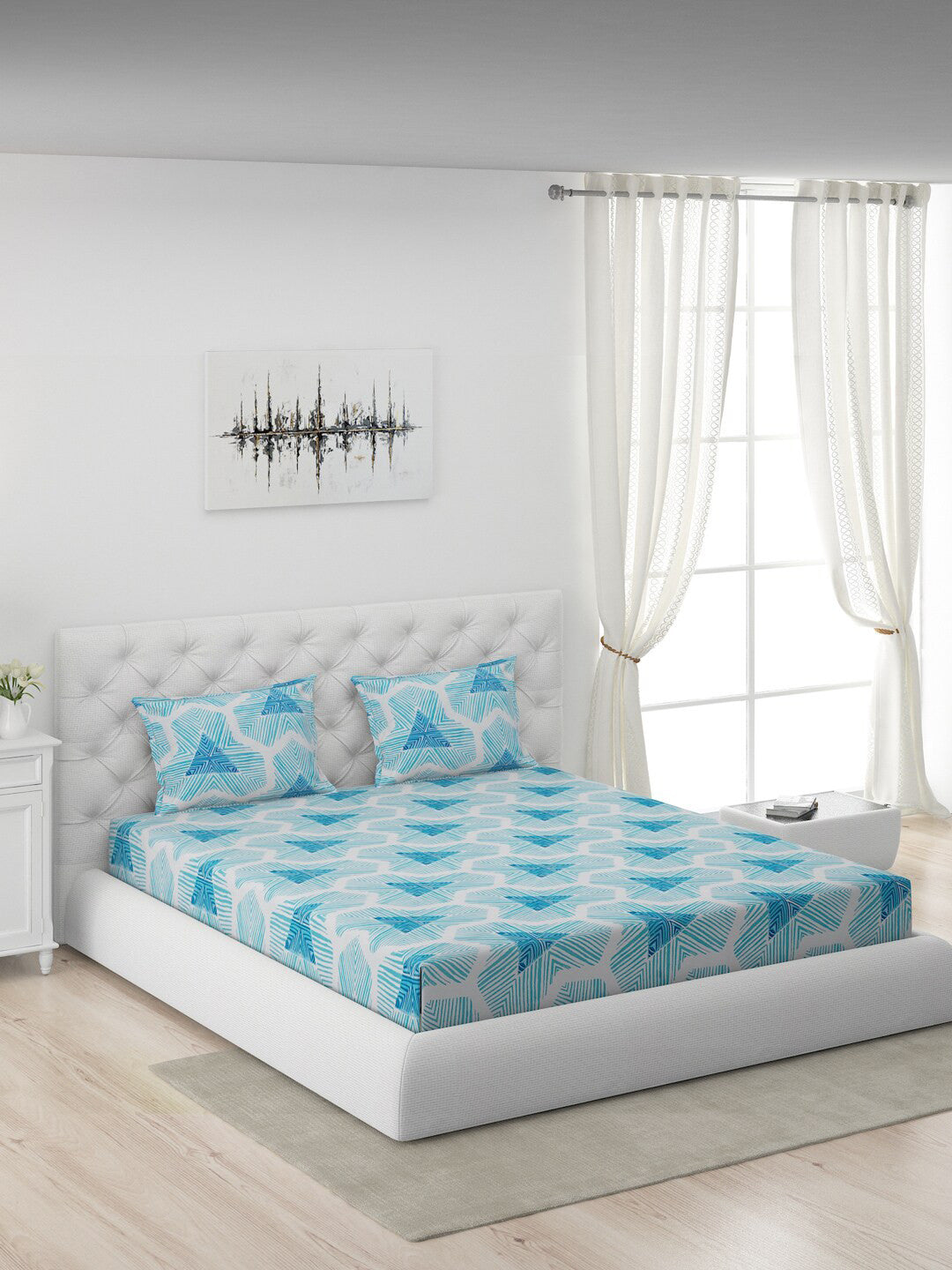 120 GSM Polyester Queen Bed 1 Bedsheet with 2 Pillow Covers (Dazzle)