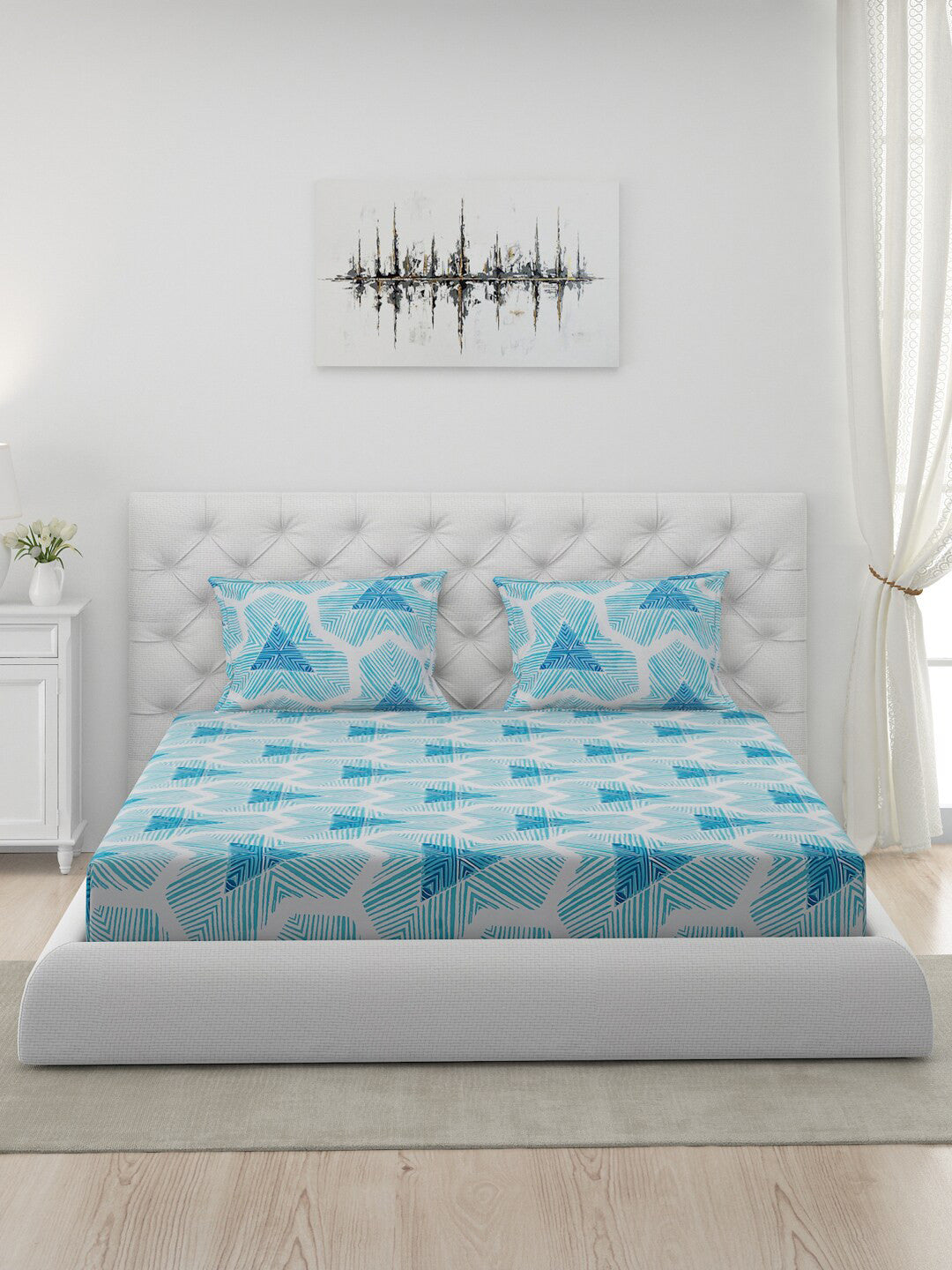 120 GSM Polyester Queen Bed 1 Bedsheet with 2 Pillow Covers (Dazzle)