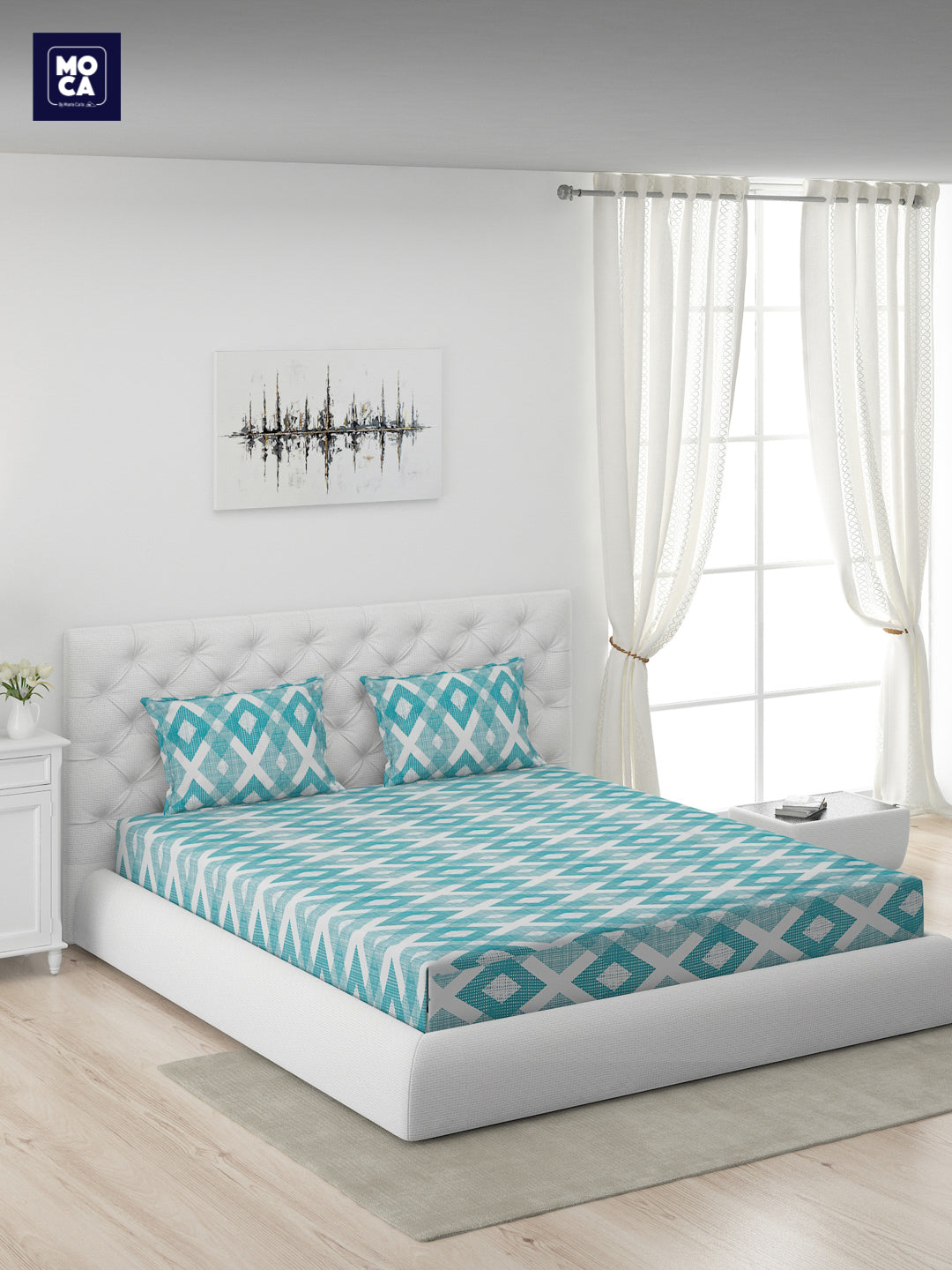 120 GSM Polyester Double Bed 1 Bedsheet with 2 Pillow Covers (Dazzle)