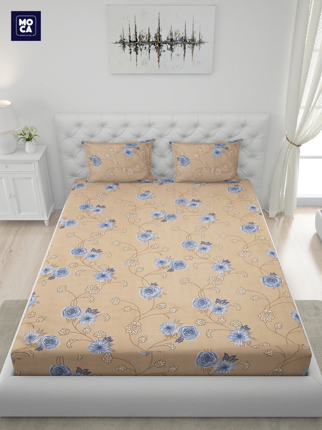 120 GSM Polyester Double Bed 1 Bedsheet with 2 Pillow Covers (Dazzle)
