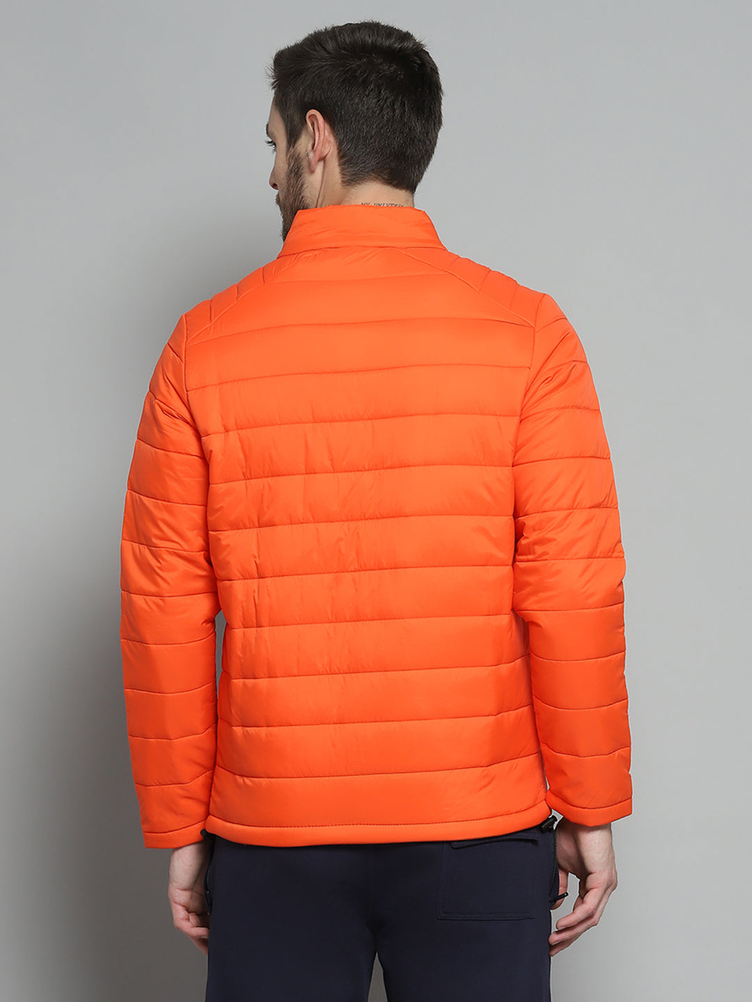 Rock.it Men Orange Solid Mock Neck Full Sleeve Jacket