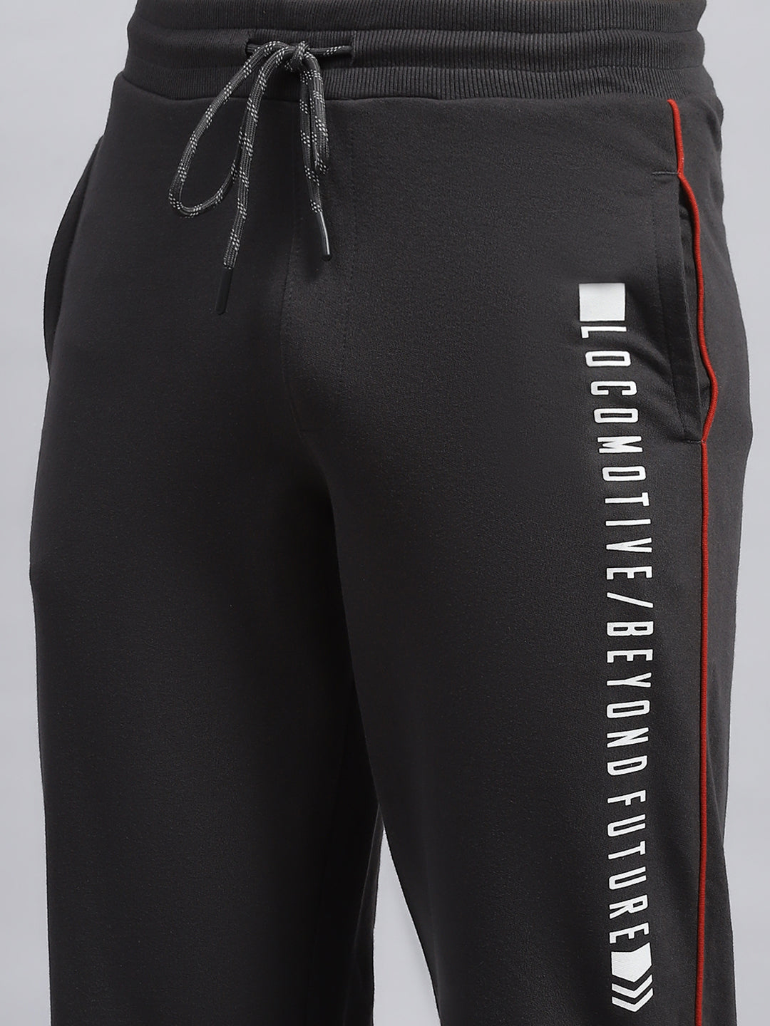 Men Rust Solid Mock Neck Full Sleeve Winter Tracksuit