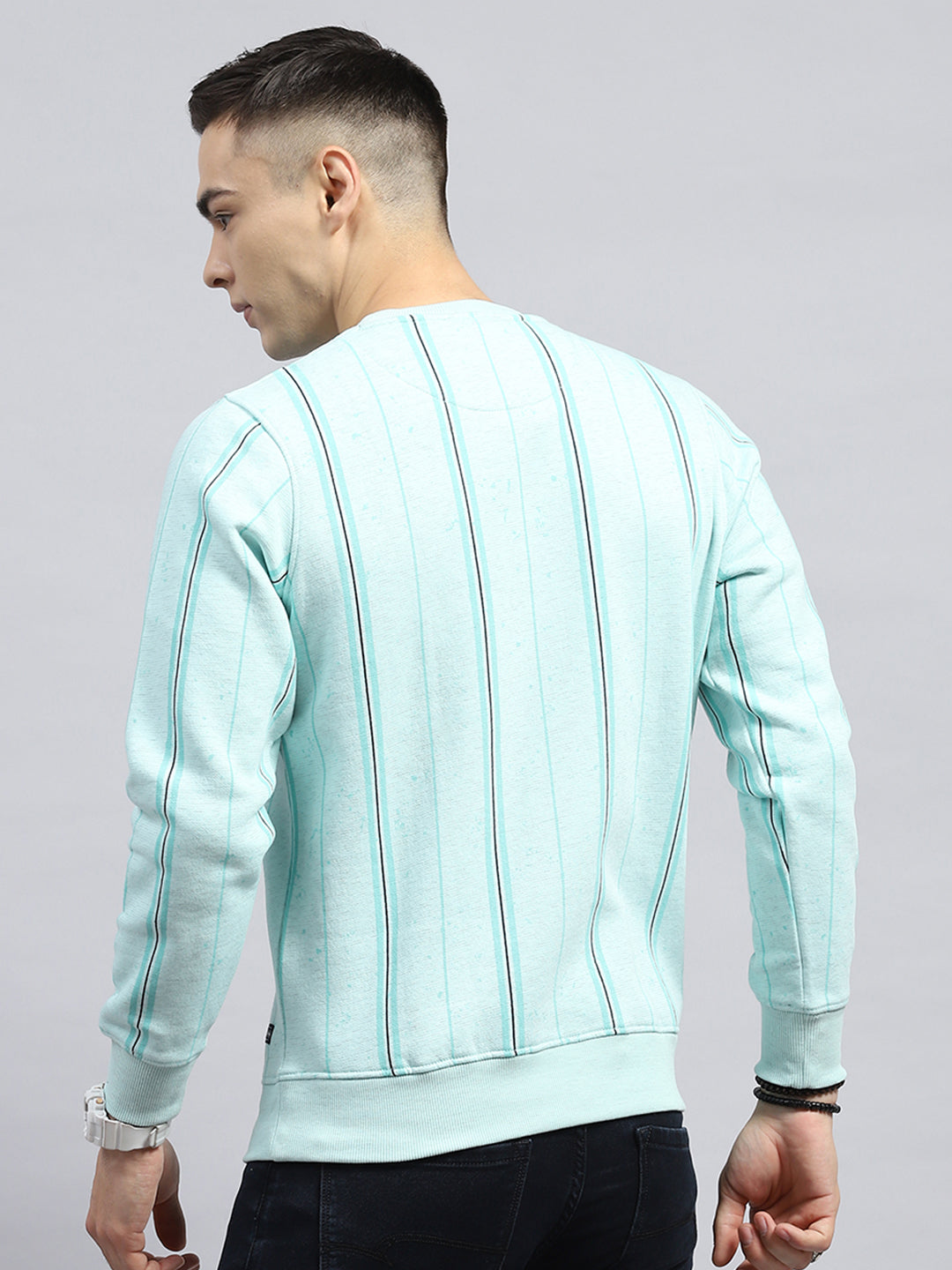 Men Green Printed Round Neck Full Sleeve Sweatshirt