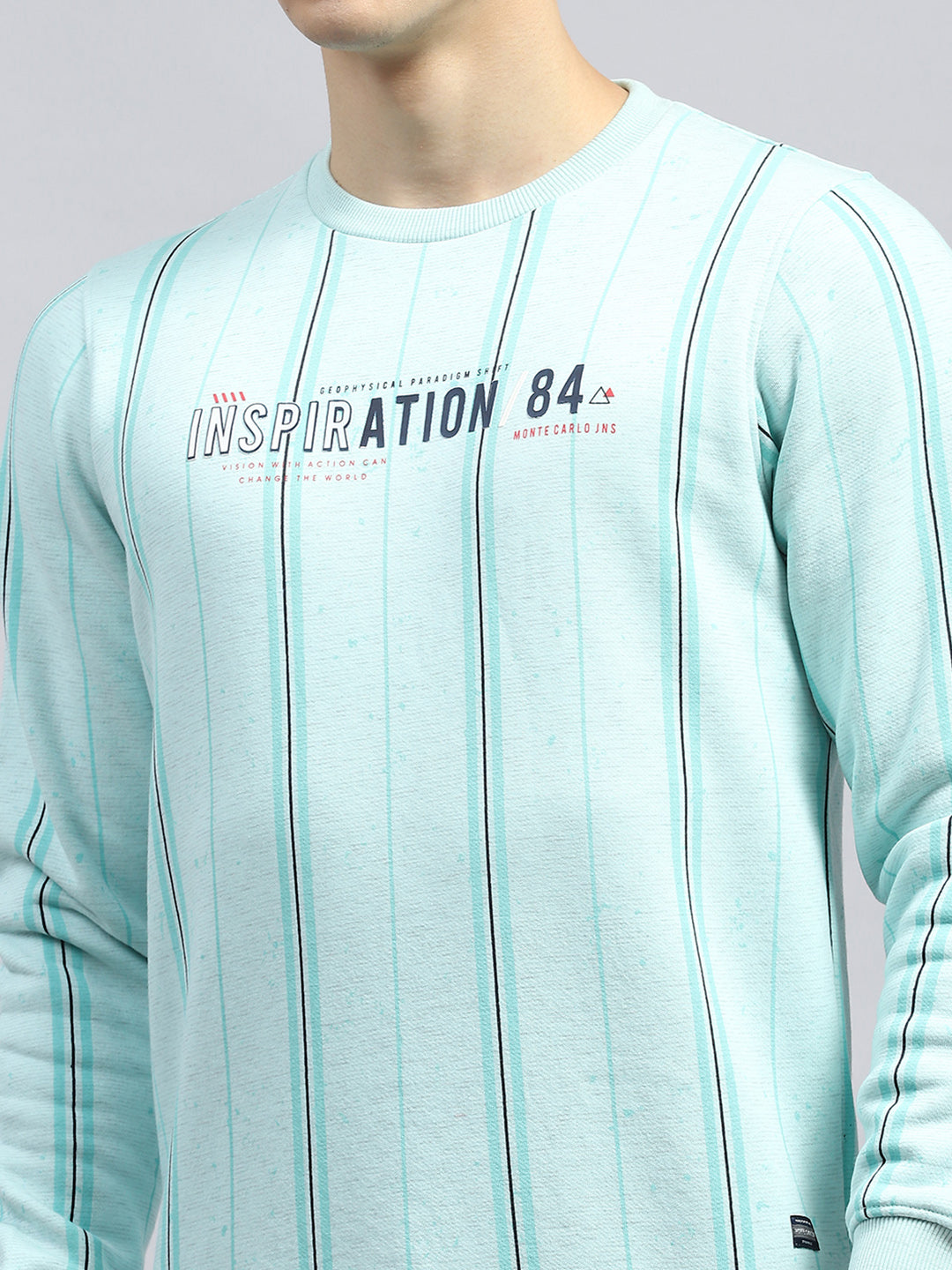 Men Green Printed Round Neck Full Sleeve Sweatshirt