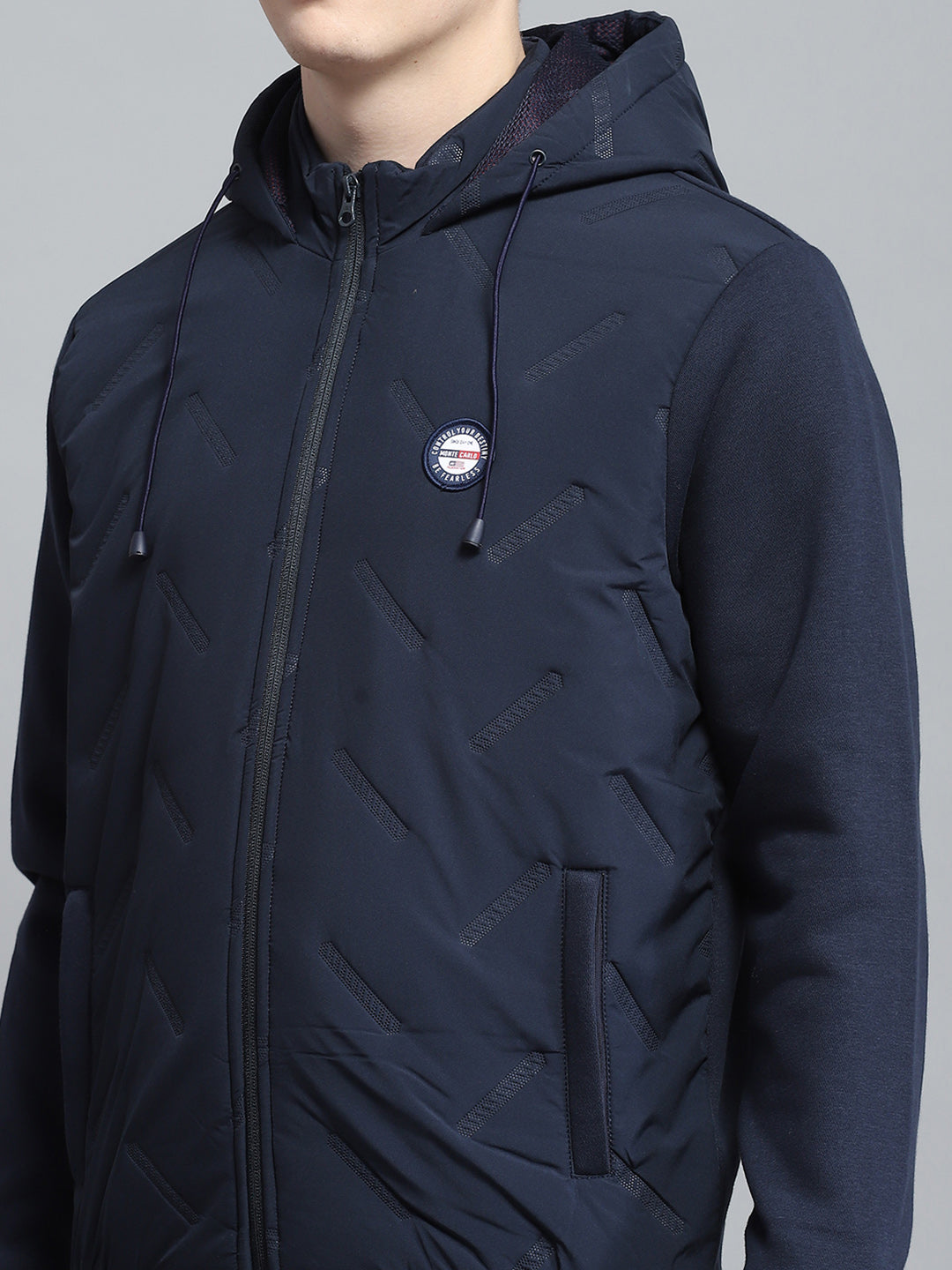 Men Navy Blue Solid Hooded Full Sleeve Sweatshirt