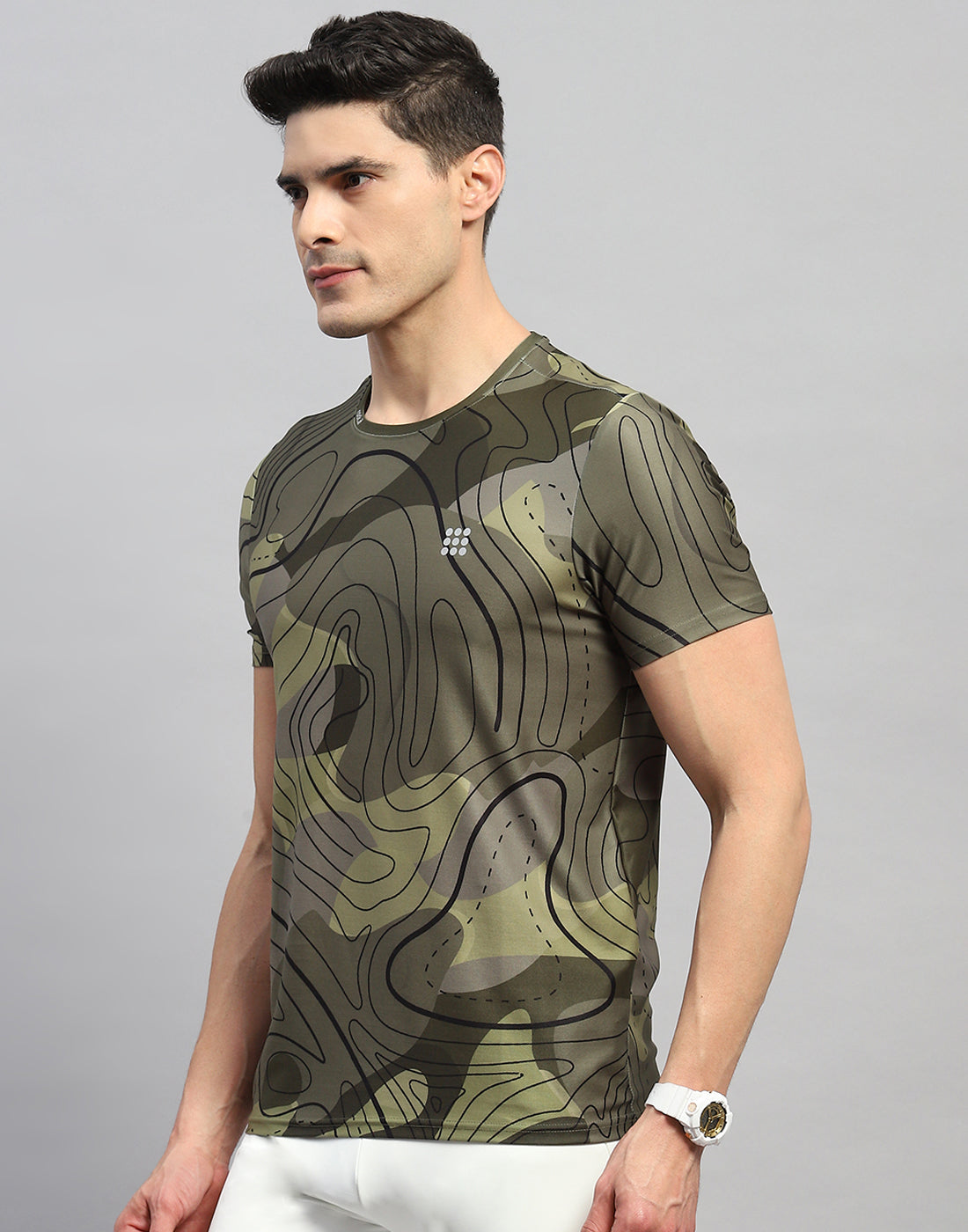 Rock.it Men Green Printed Round Neck Half Sleeve T-Shirt