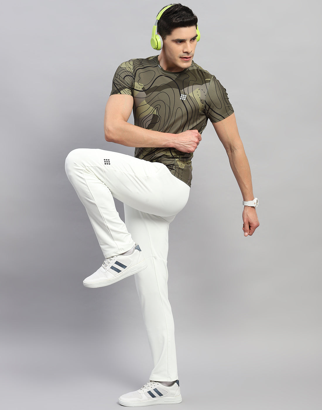 Rock.it Men Green Printed Round Neck Half Sleeve T-Shirt