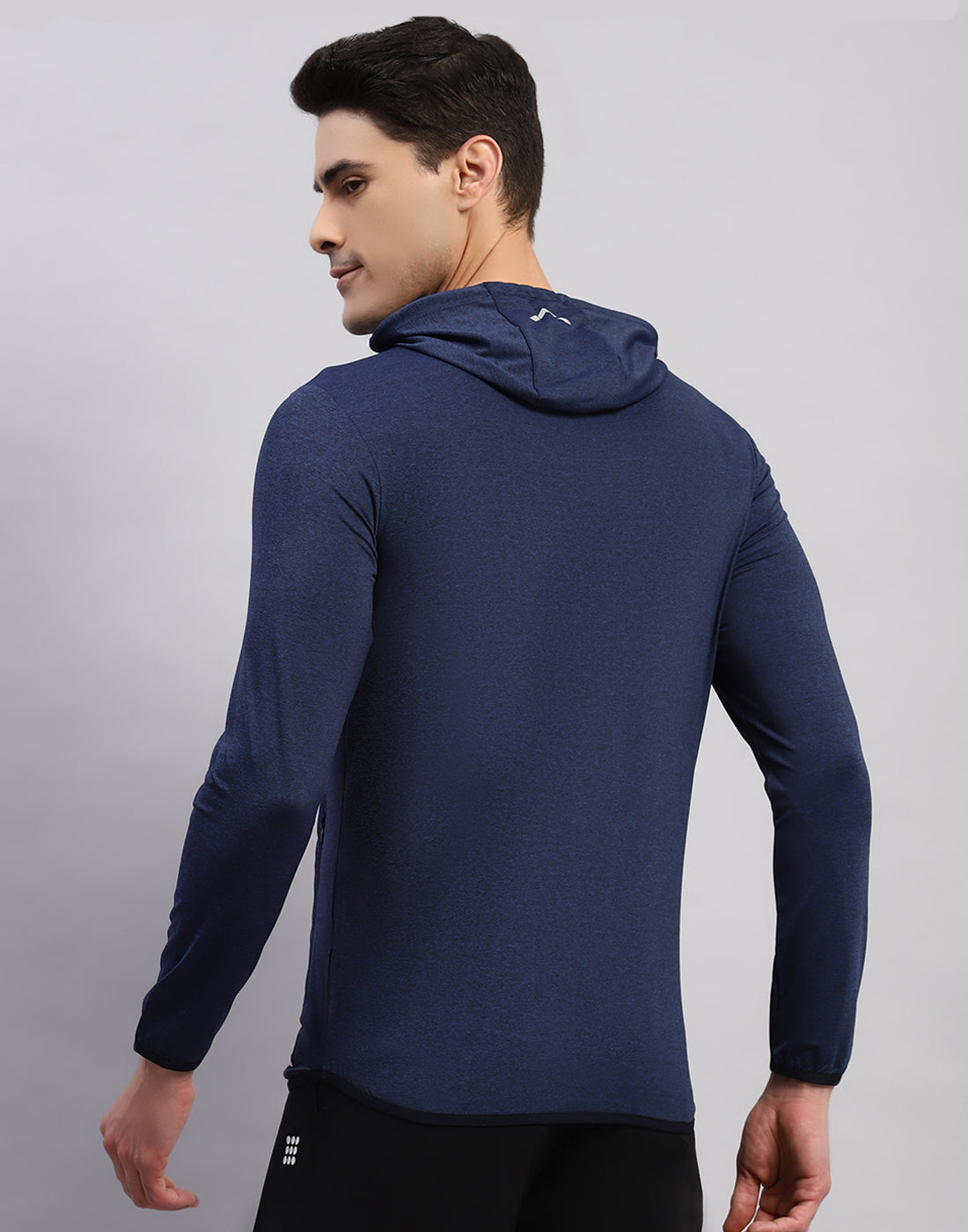 Rock.it Men Navy Blue Solid Hooded Full Sleeve T-Shirt