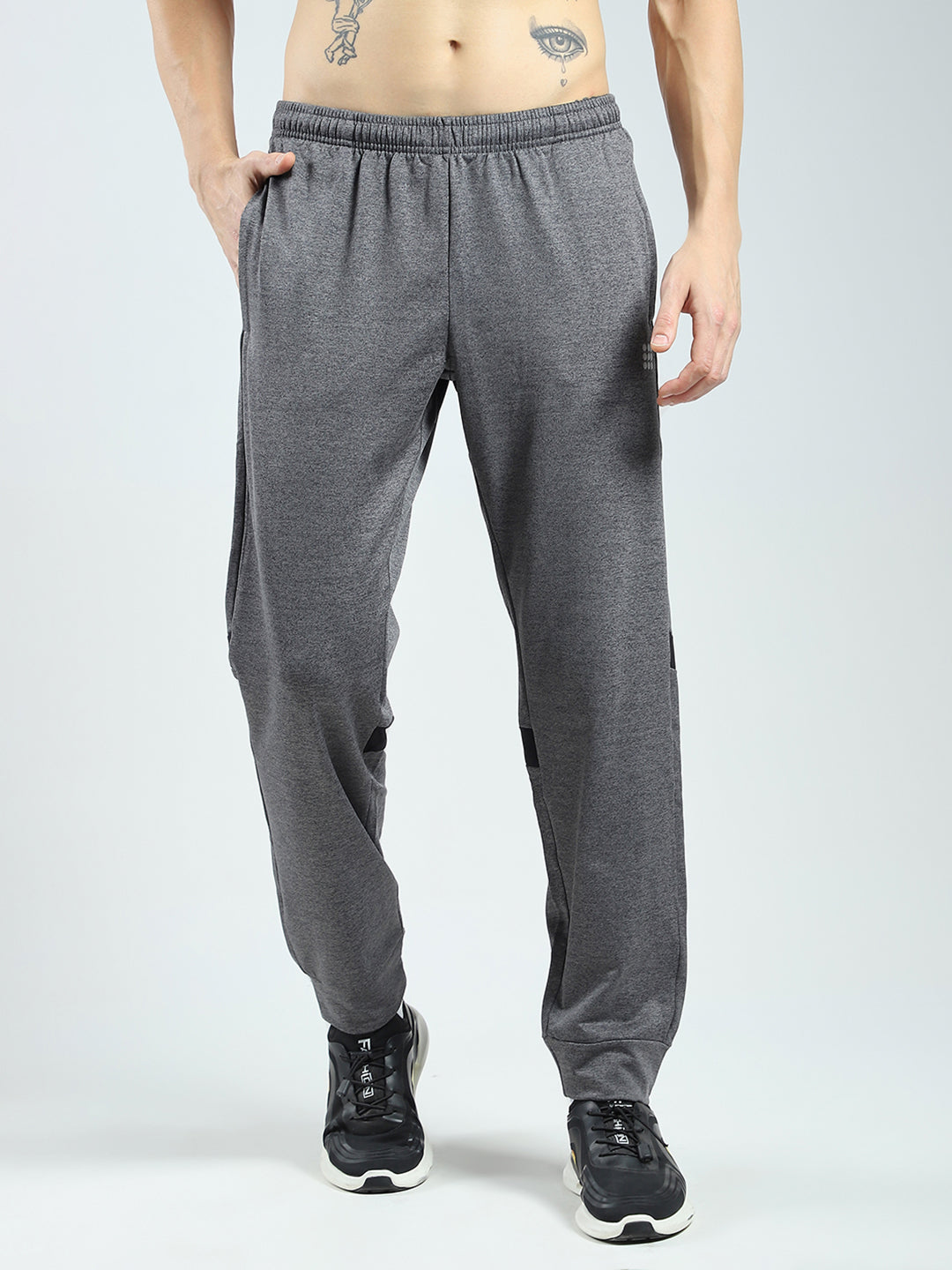 Rock.it Men Charcoal Solid Regular Fit Lower