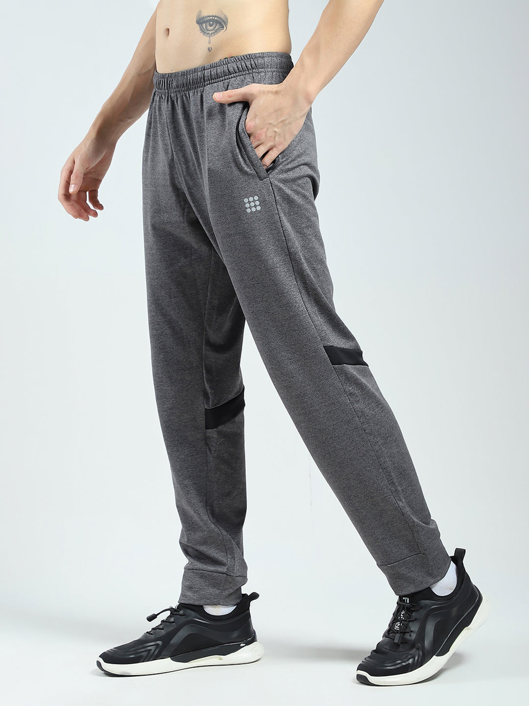 Rock.it Men Charcoal Solid Regular Fit Lower