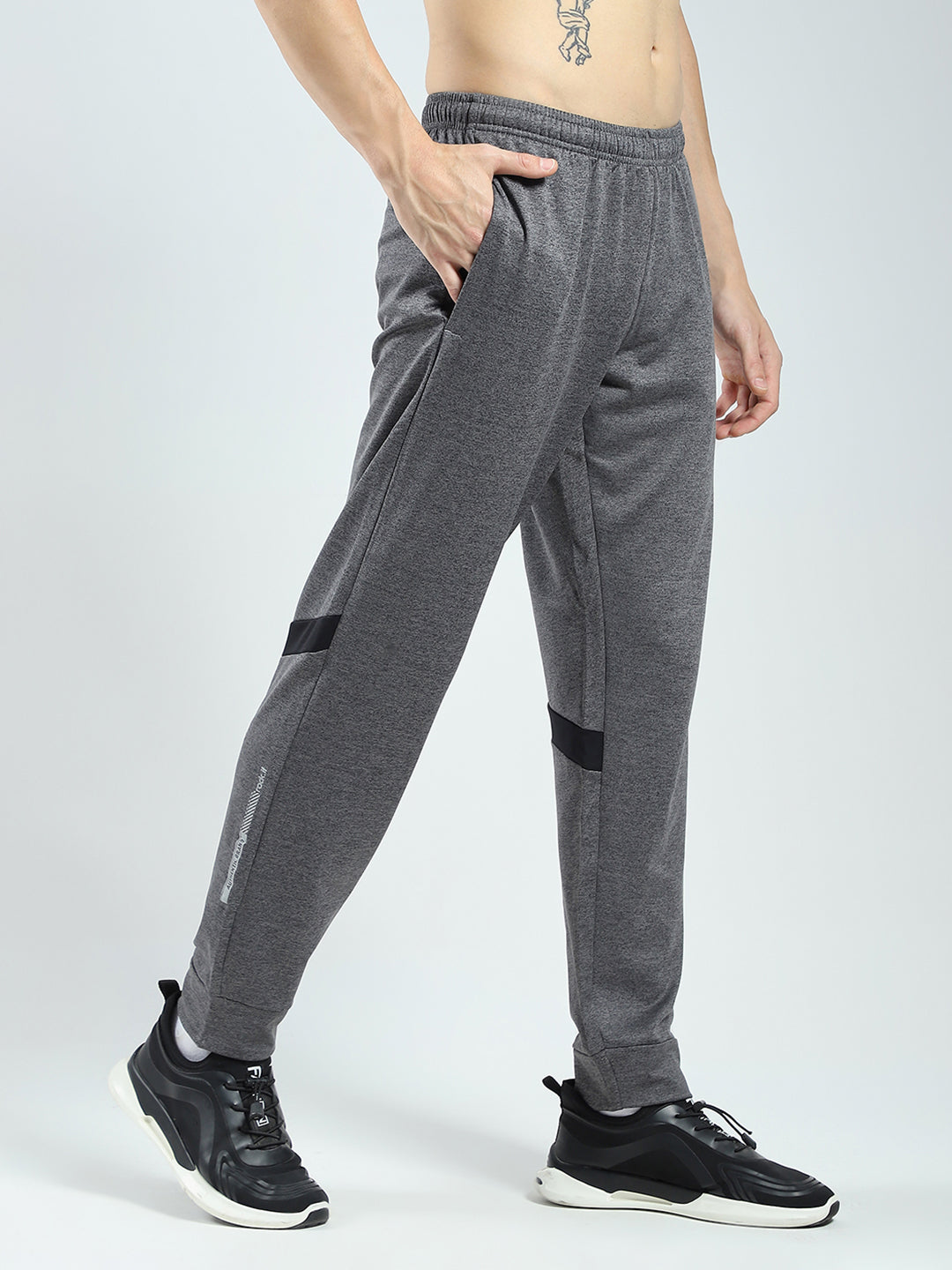 Rock.it Men Charcoal Solid Regular Fit Lower