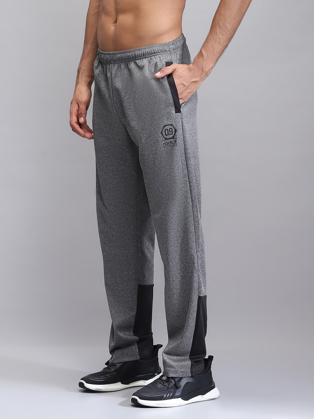 Rock.it Men Grey Solid Regular Fit Lower