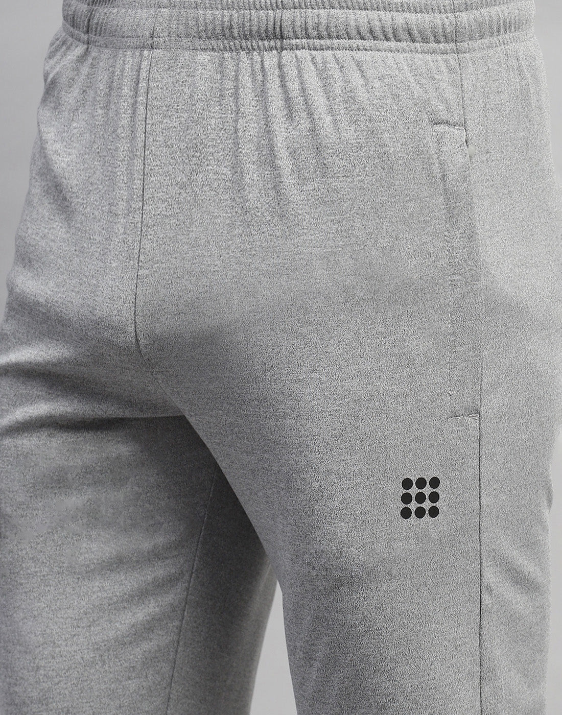 Rock.it Men Grey Melange Solid Round Neck Full Sleeve Tracksuit