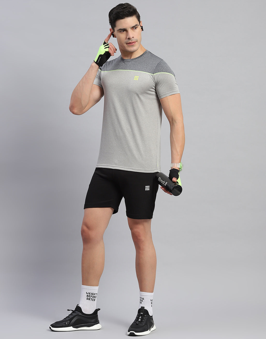 Rock.it Men Grey Solid Round Neck Half Sleeve T-Shirt